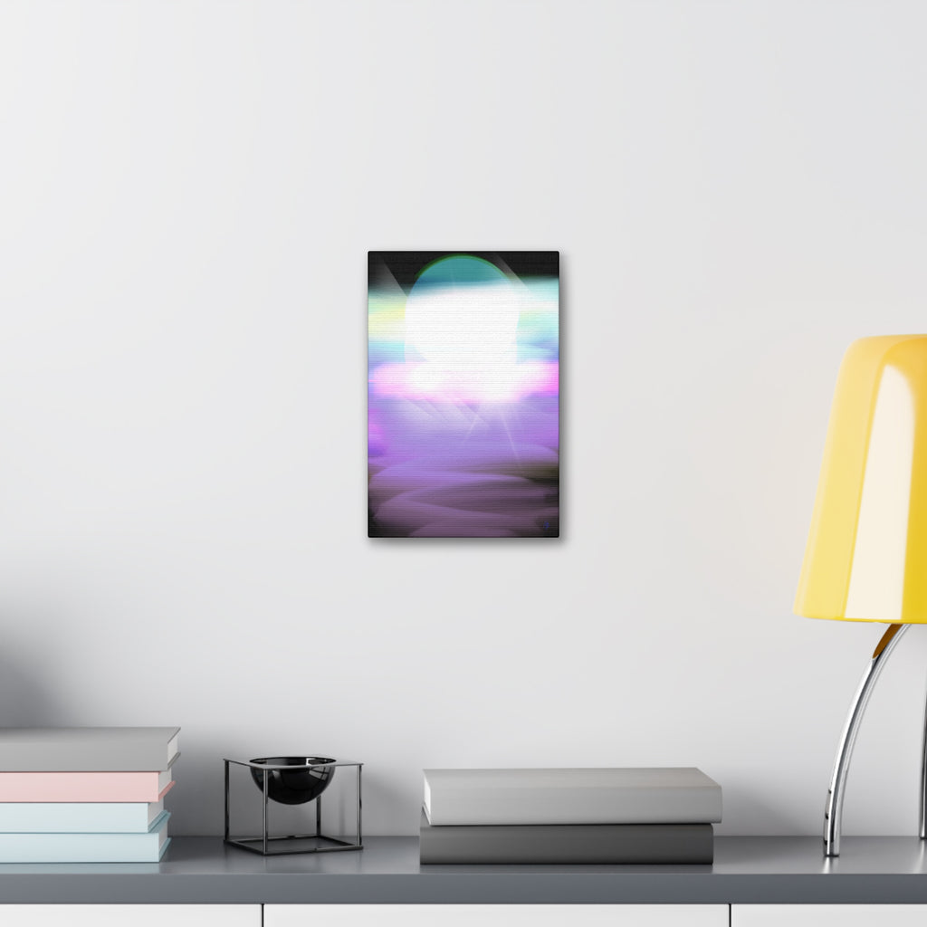 Abstract Neon Glow Canvas Print — Pastel Light Orb Stretched Wall Art