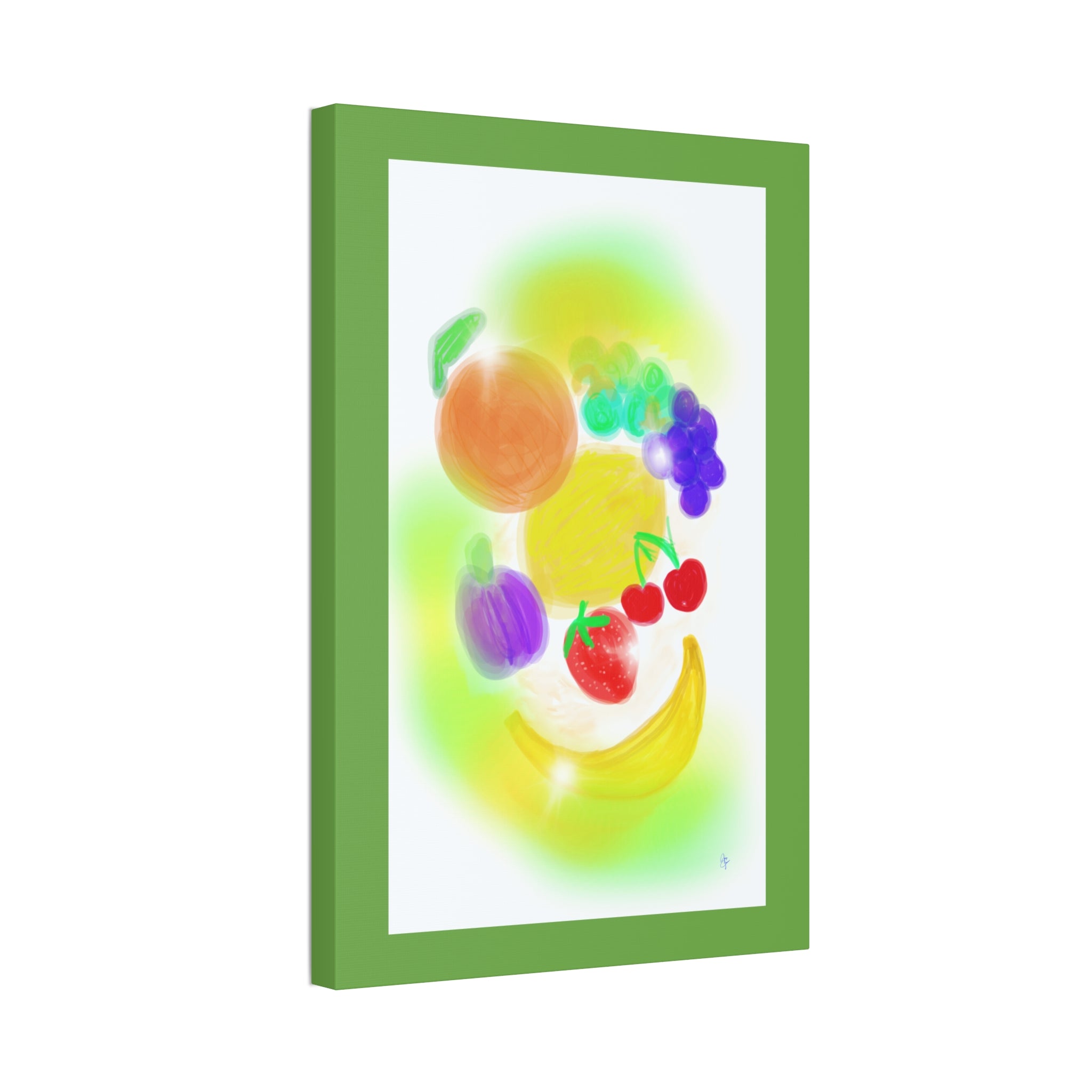 Colorful Fruit Still Life Canvas — Bright Kitchen Wall Art, Stretched 1.5"