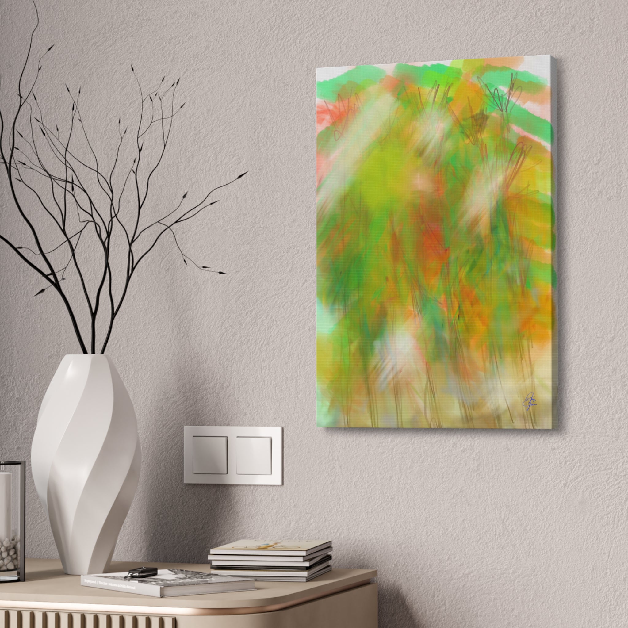 Abstract Green Forest Canvas — Stretched Wall Art