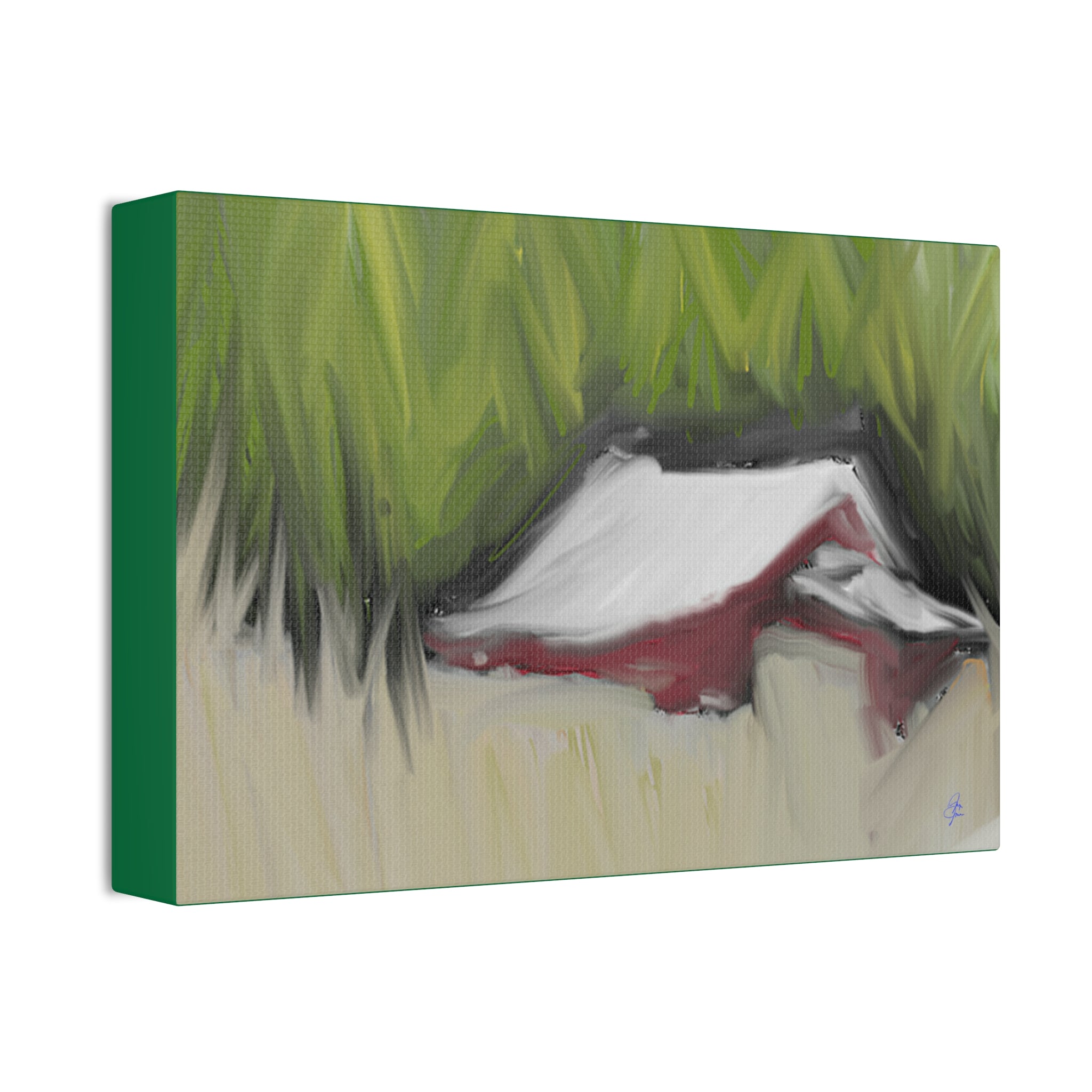 Canvas Wall Art - Red Barn in Green Field Stretched Canvas (1.5")