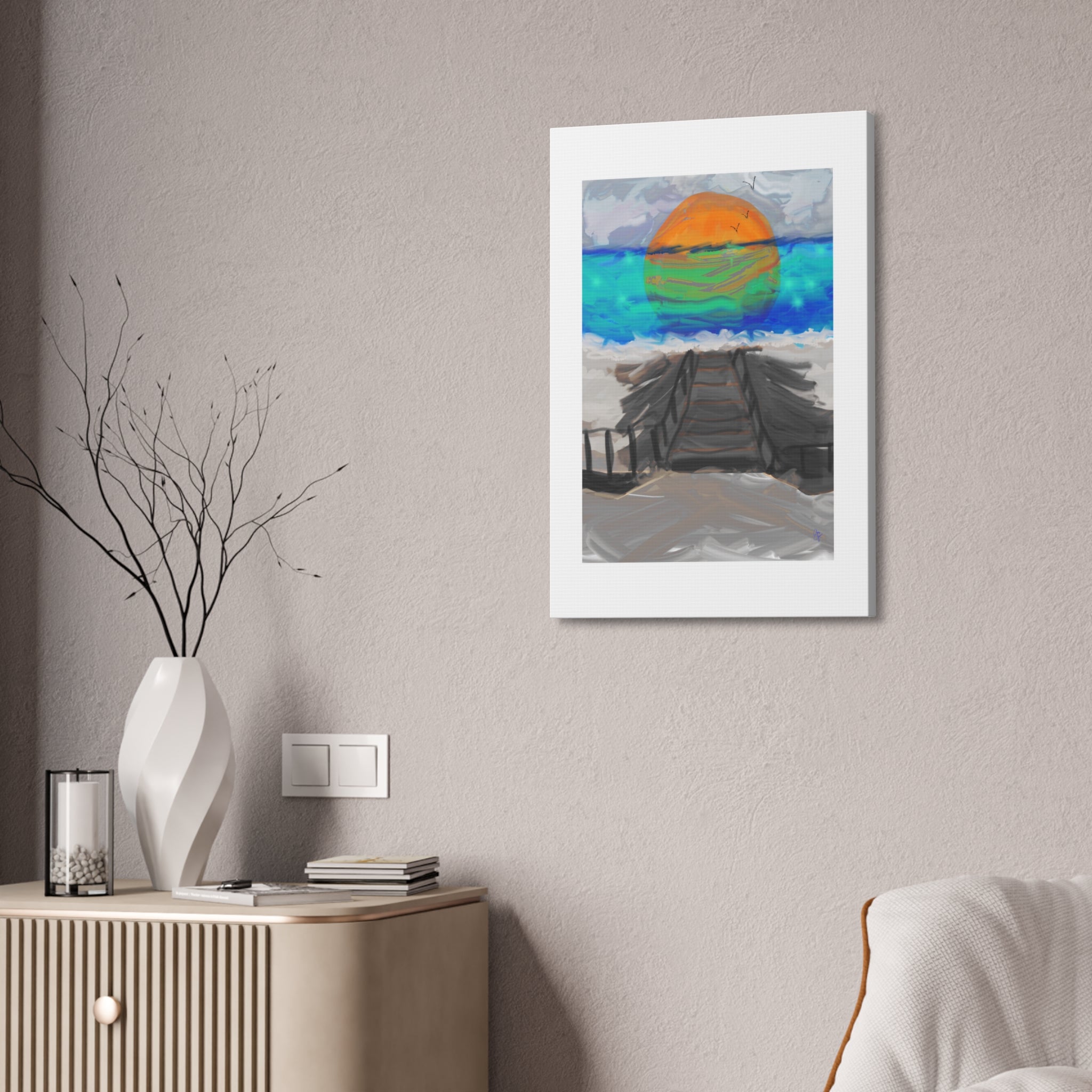 Sunset Beach Canvas Art – Stretched Wall Print