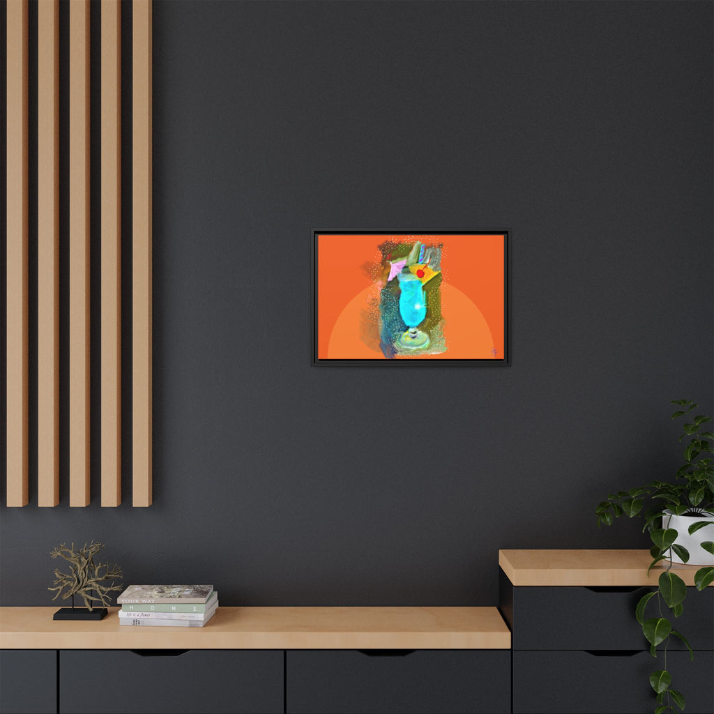 Tropical Blue Cocktail Canvas Print — Framed Matte Bar Art