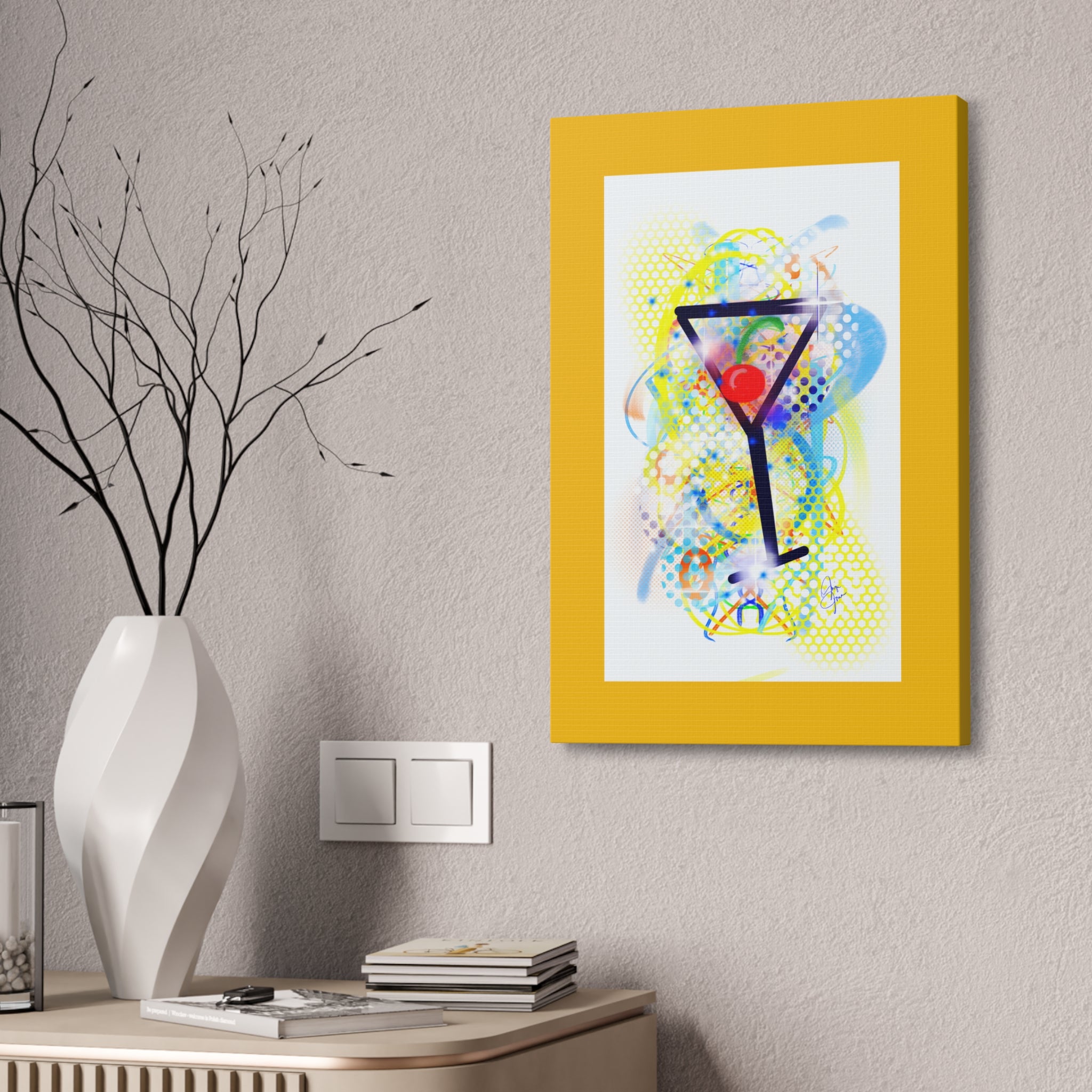 Martini Pop Art Canvas Print — Colorful Cocktail Wall Art (Stretched Canvas 1.5")
