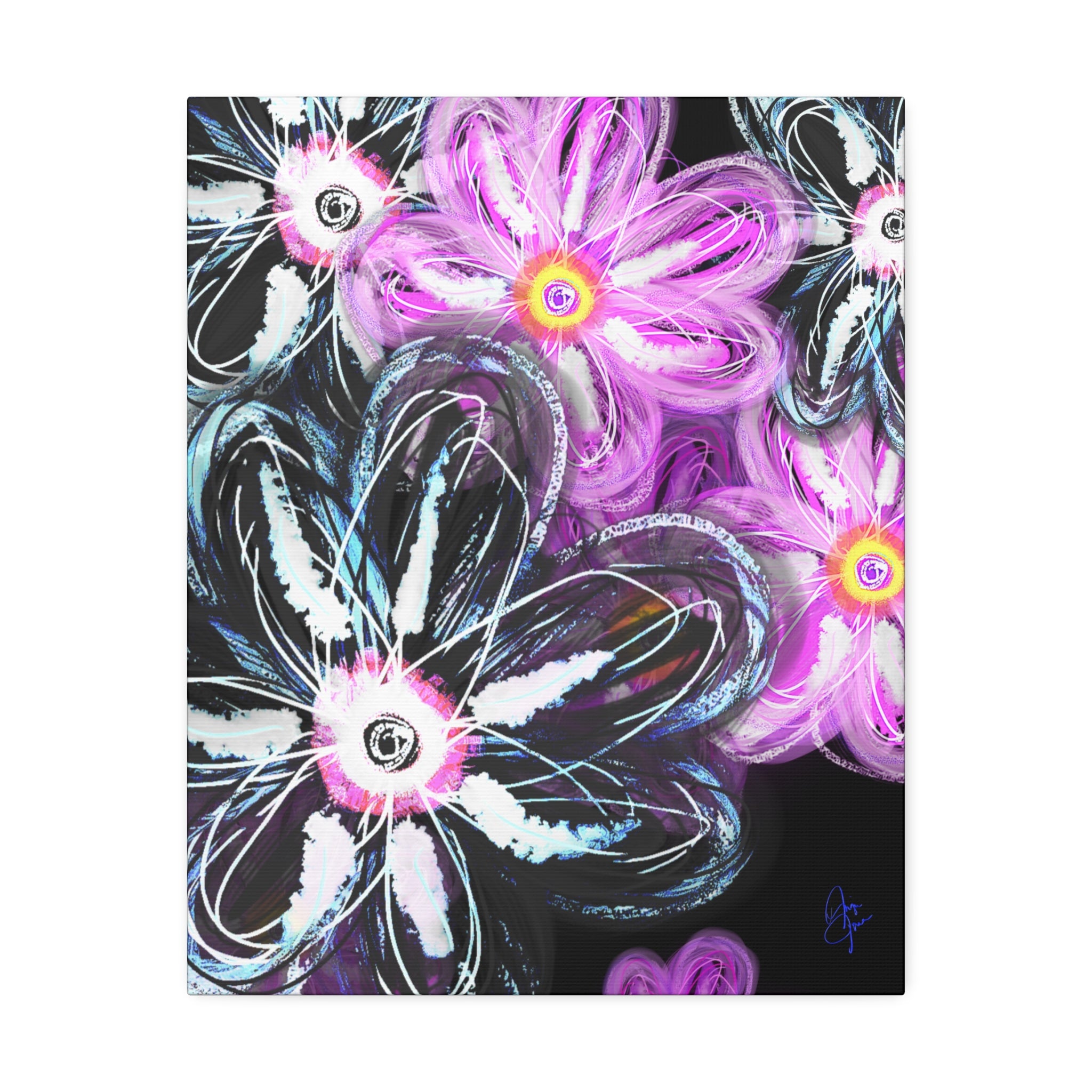 Floral Neon Abstract Canvas