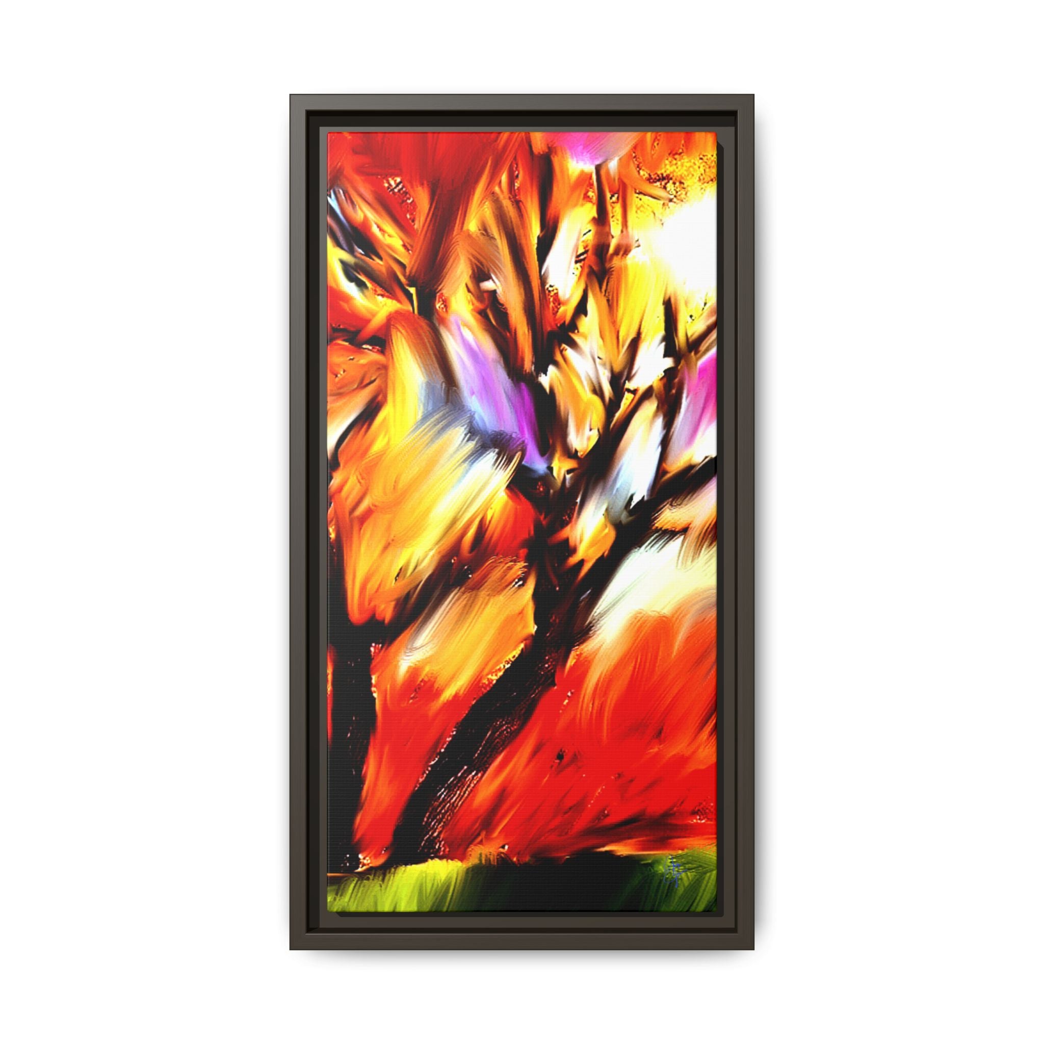 Framed Matte Canvas Print — Vibrant Tree Landscape