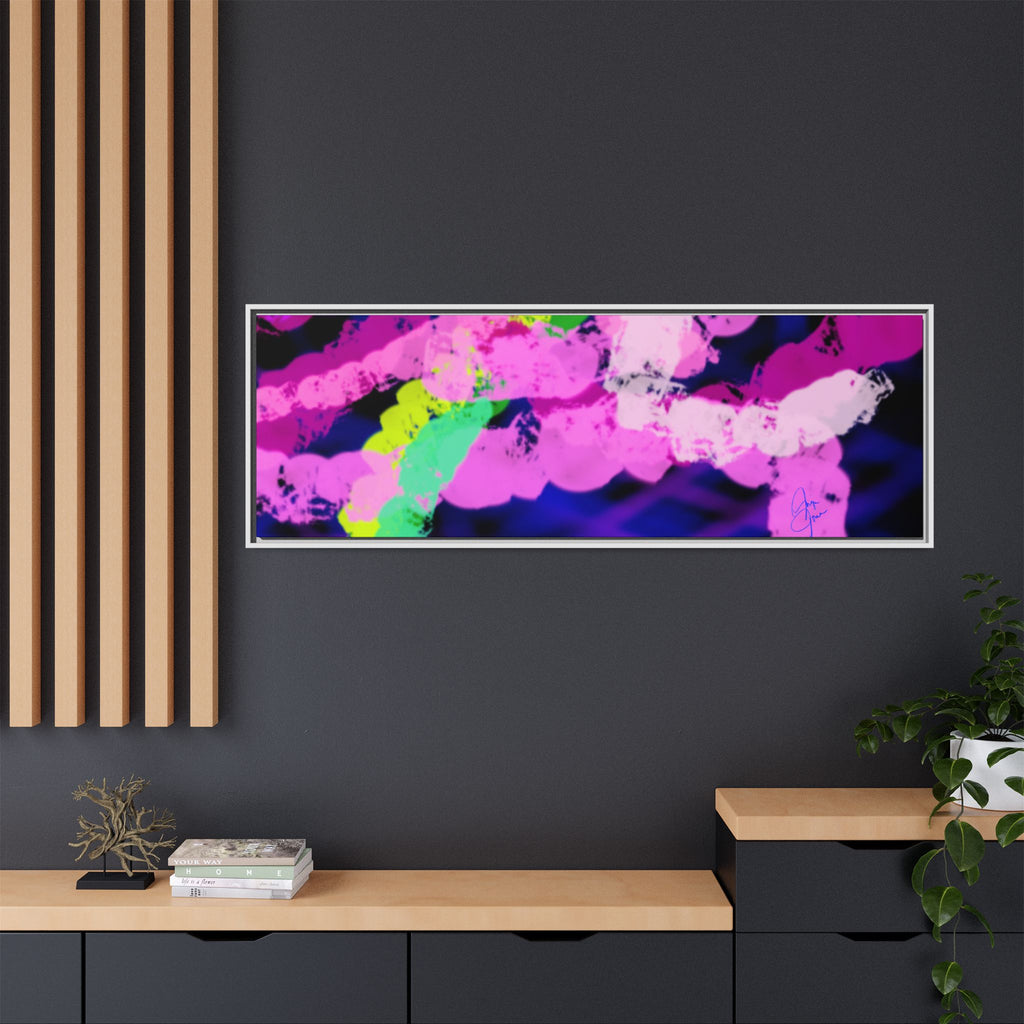 Framed Matte Canvas - Neon Rose Abstract Wall Art