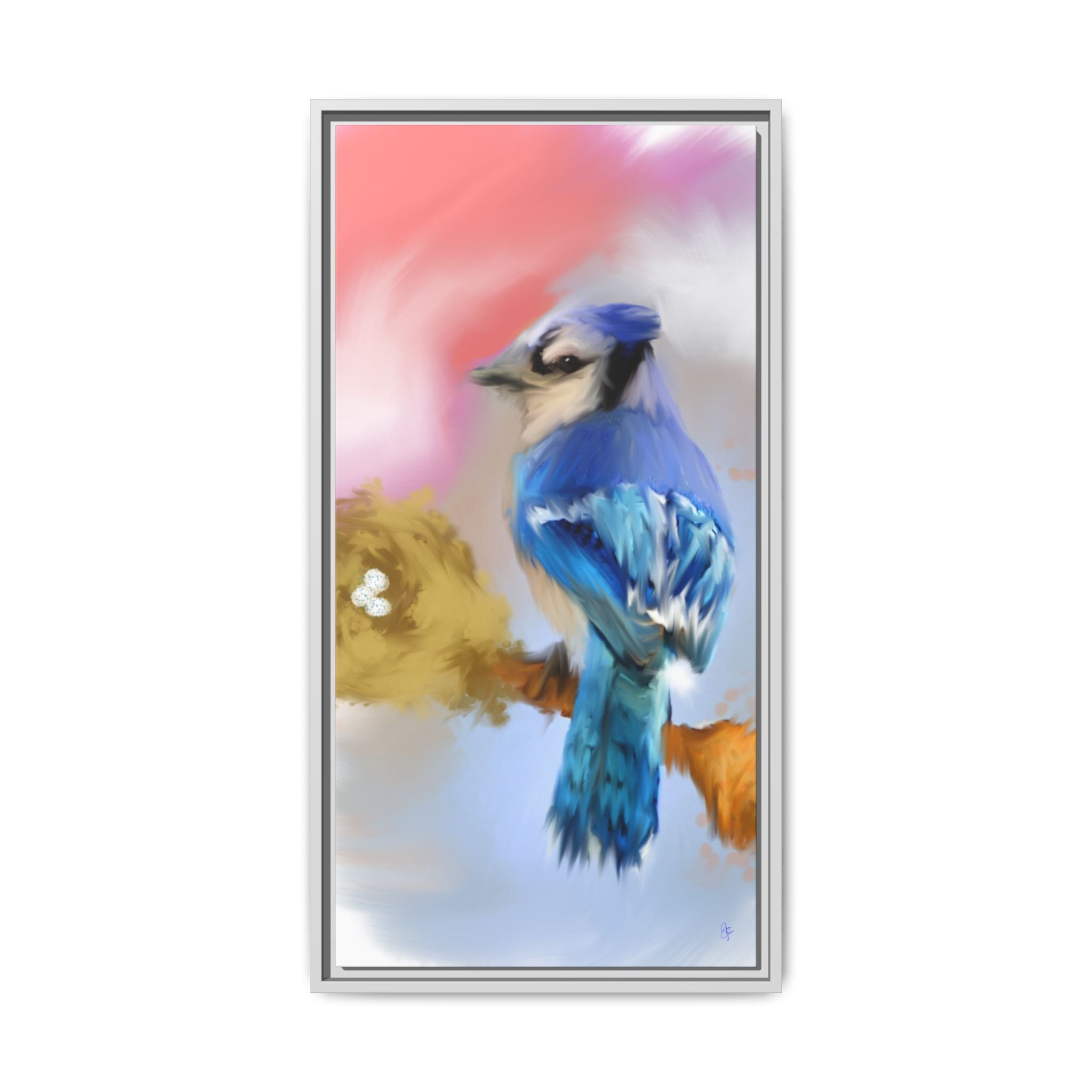 Blue Jay Art Print — Framed Matte Canvas Wall Art