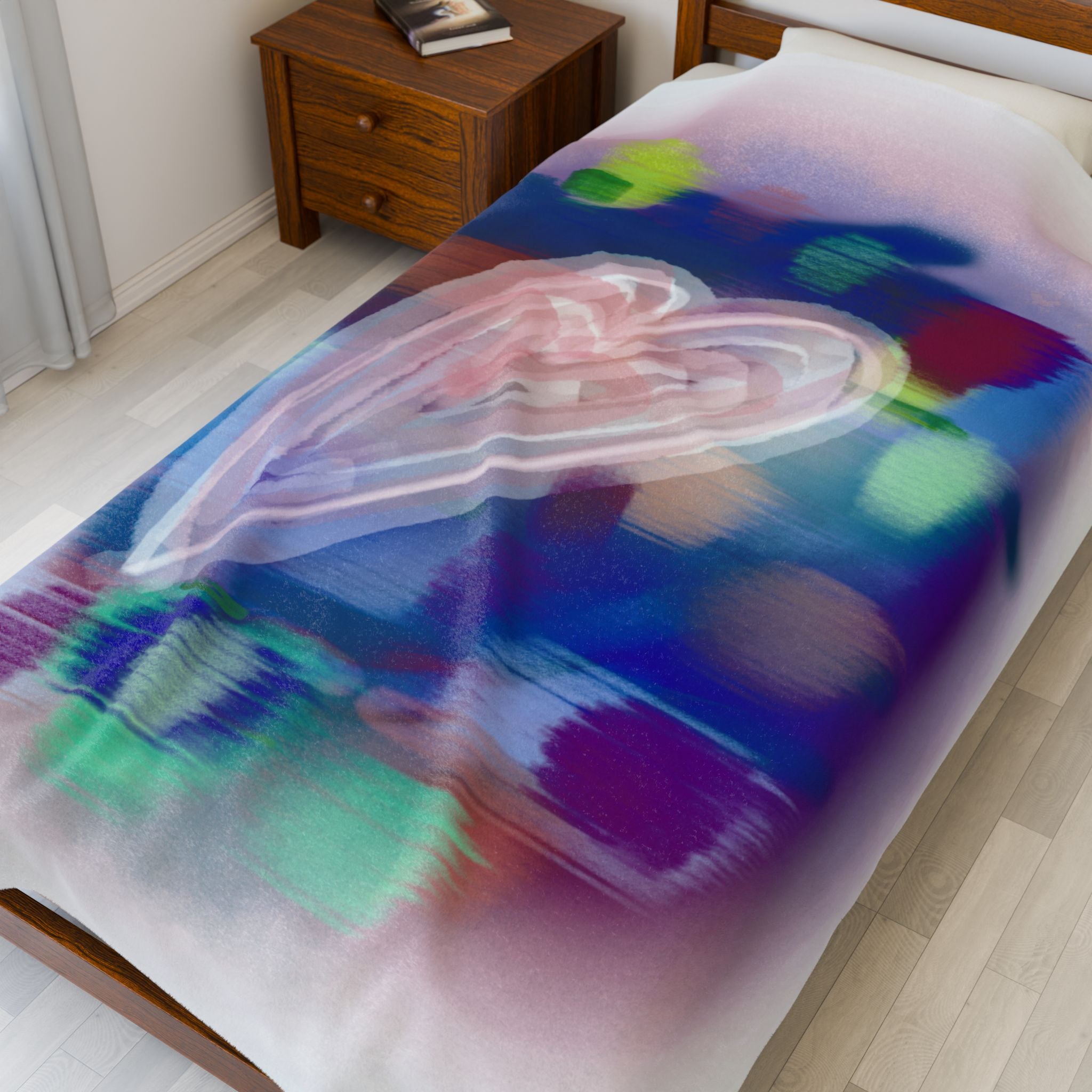 Velveteen Plush Blanket — Dreamy Pastel Heart Abstract Throw