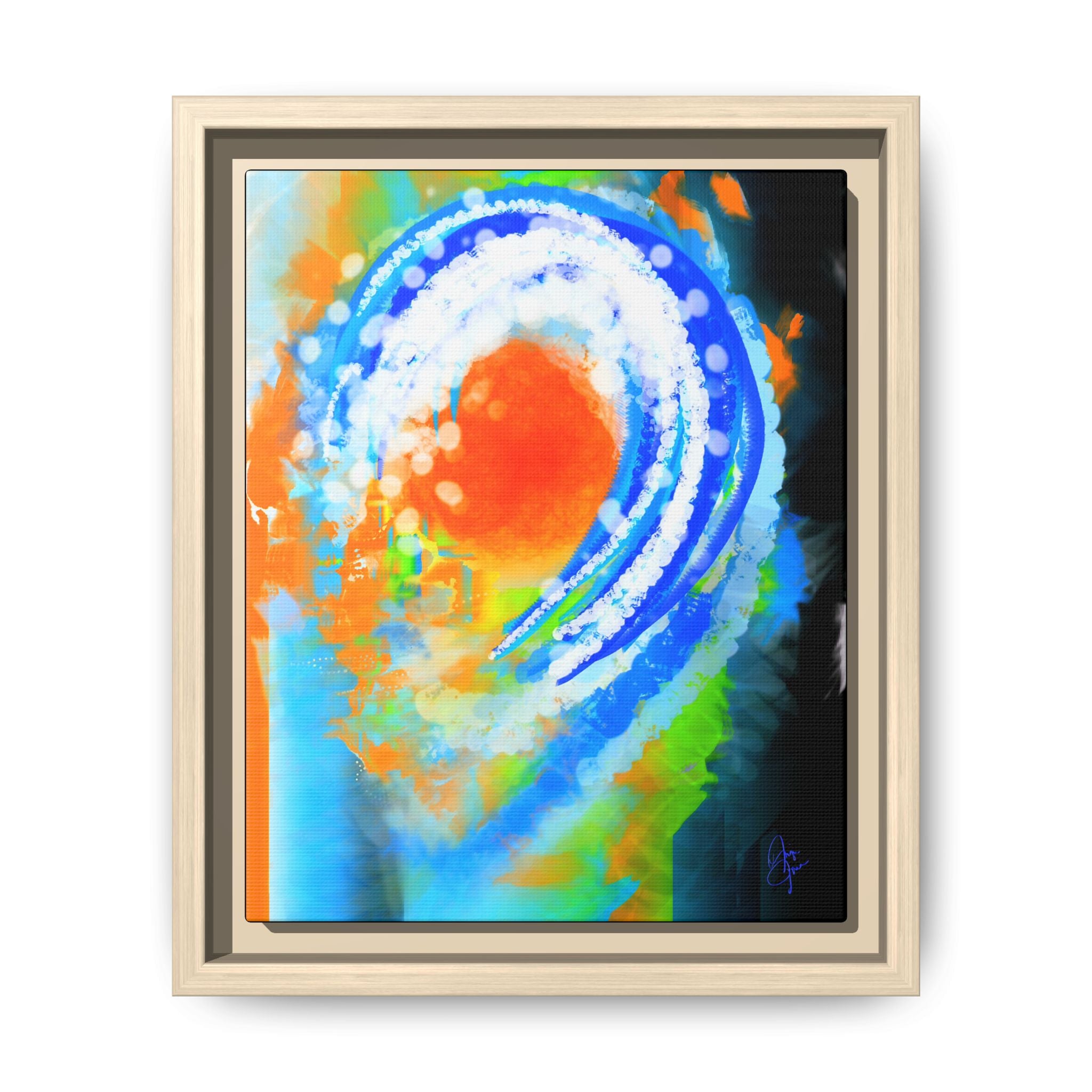 Abstract Ocean Wave Matte Canvas Print — Framed Multi‑Color Wall Art