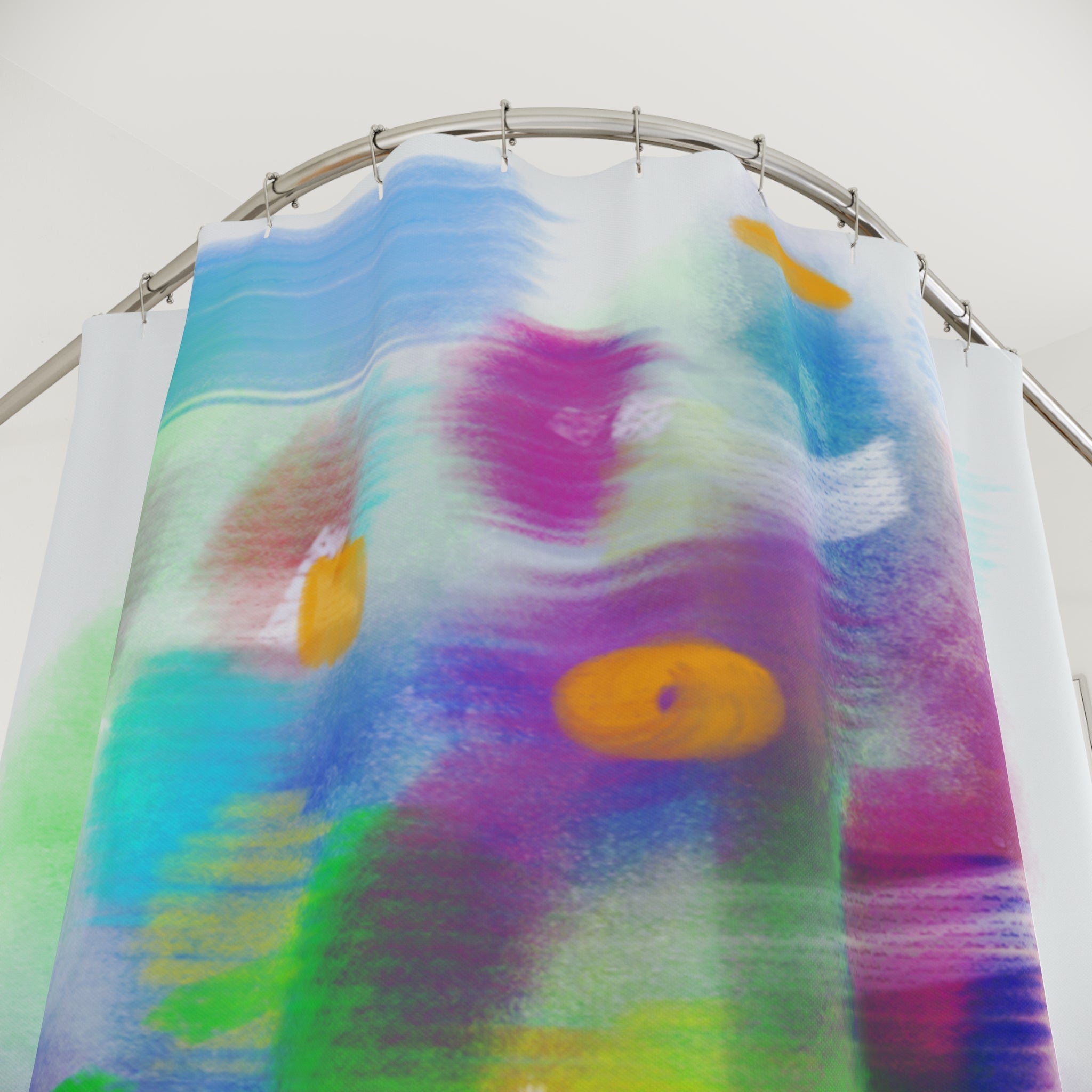 Abstract Watercolor Shower Curtain — Colorful Blurred Floral Bath Decor