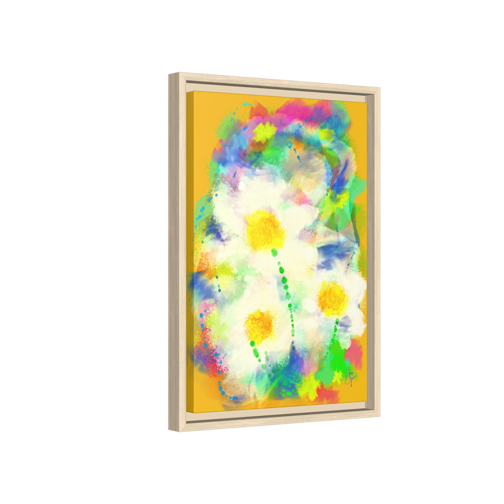 Framed Matte Canvas - Watercolor Yellow Floral Abstract Wall Art