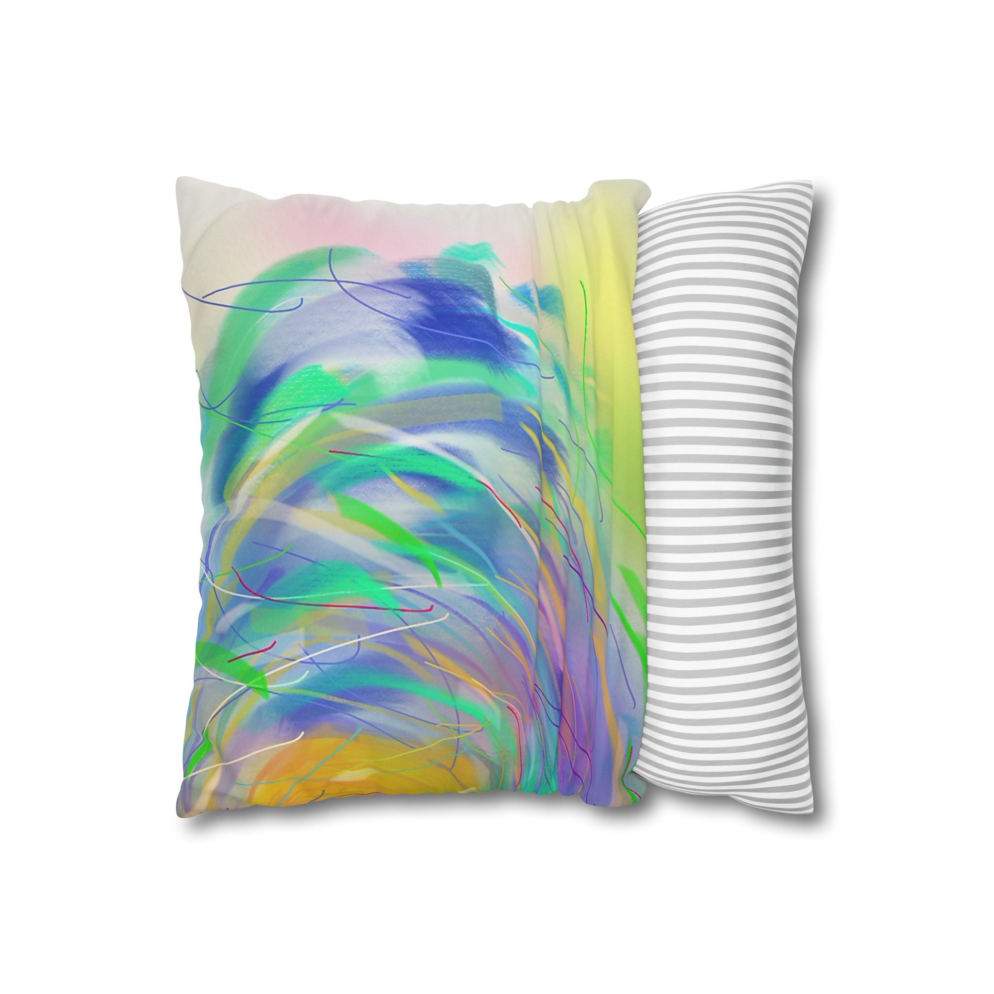 Abstract Pastel Feather Faux Suede Pillowcase