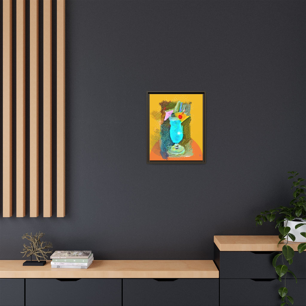 Tropical Blue Cocktail Canvas Print — Framed Matte Bar Art