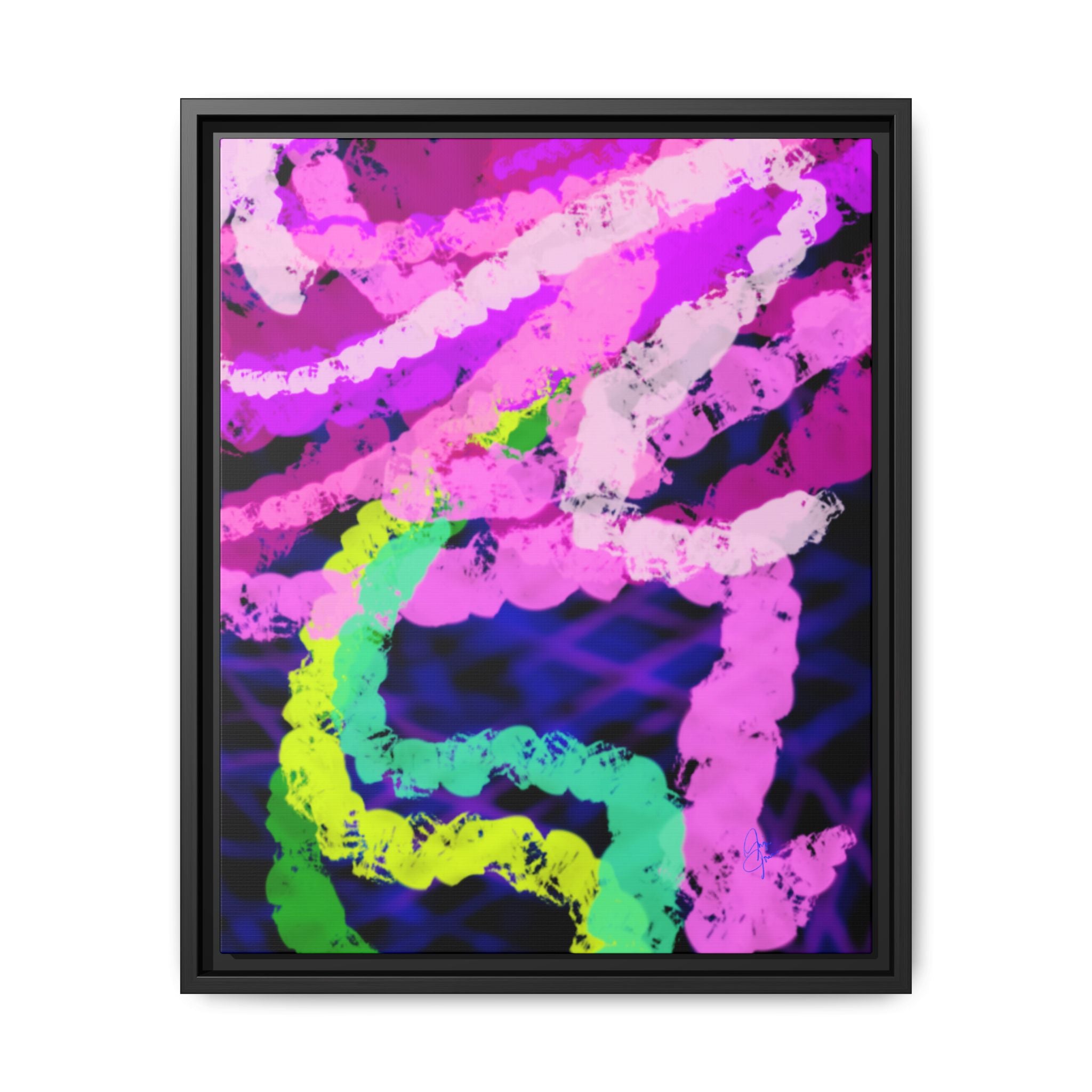 Framed Matte Canvas - Neon Rose Abstract Wall Art