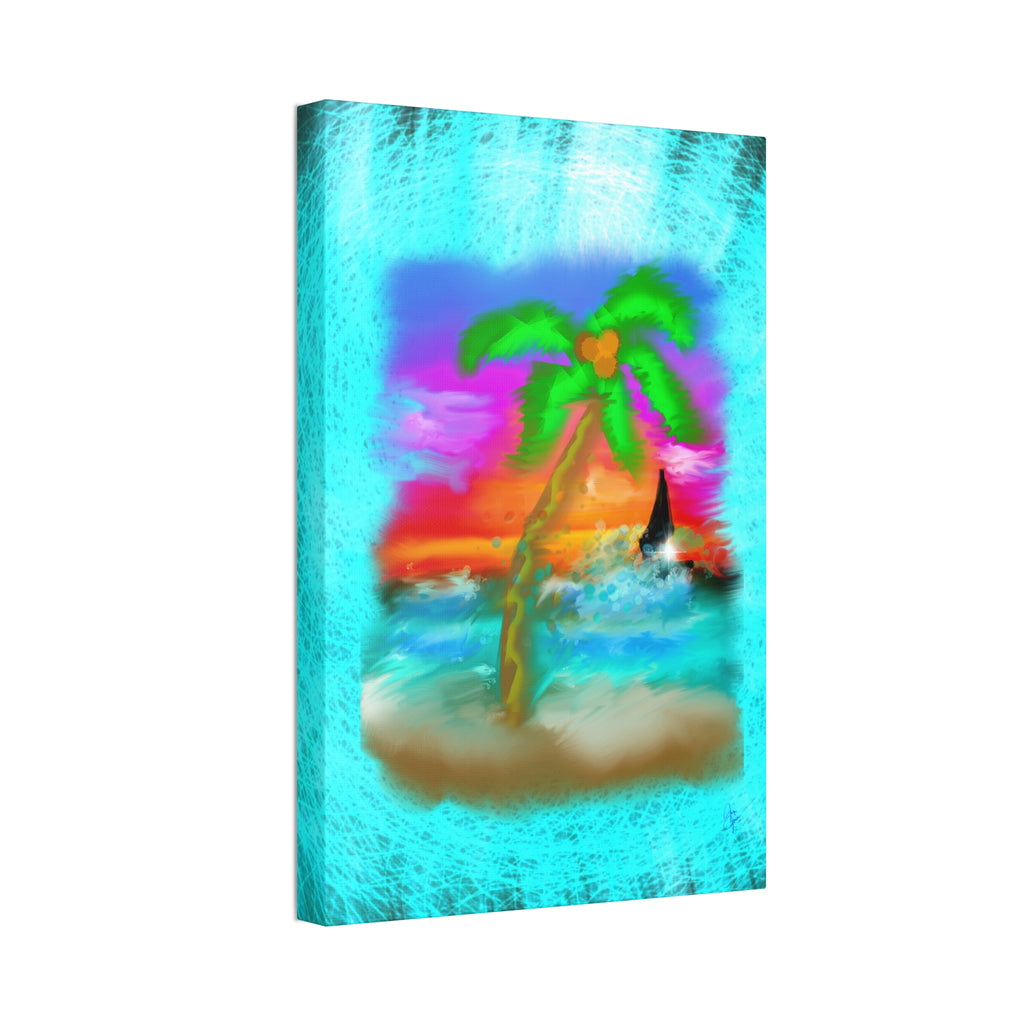 Tropical Sunset Palm Canvas - Stretched Wall Art (1.5" Depth)