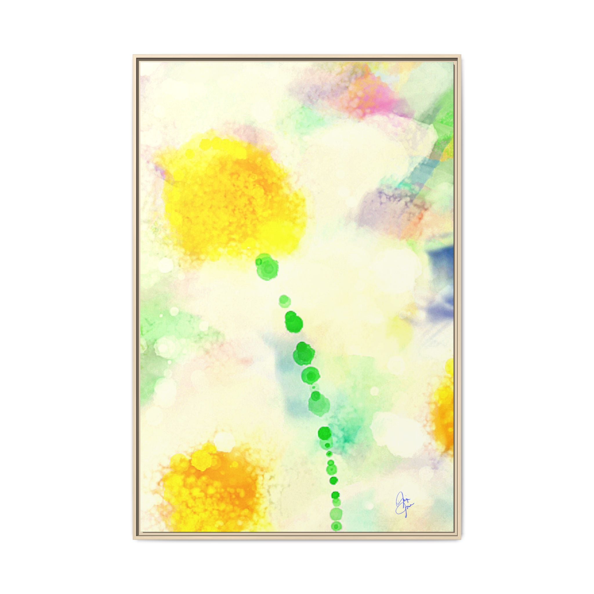 Framed Matte Canvas - Watercolor Yellow Floral Abstract Wall Art