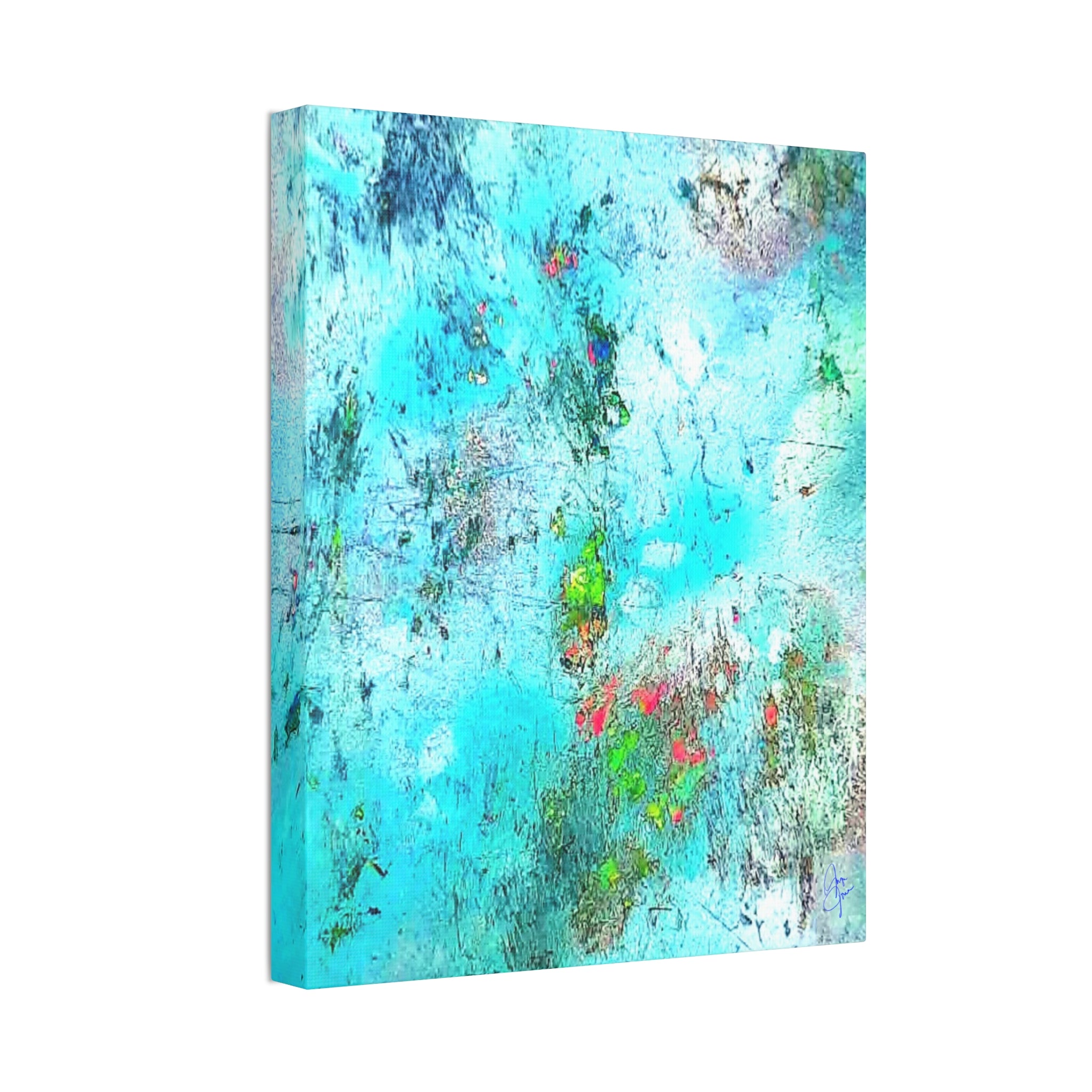 Abstract Aqua Texture Canvas