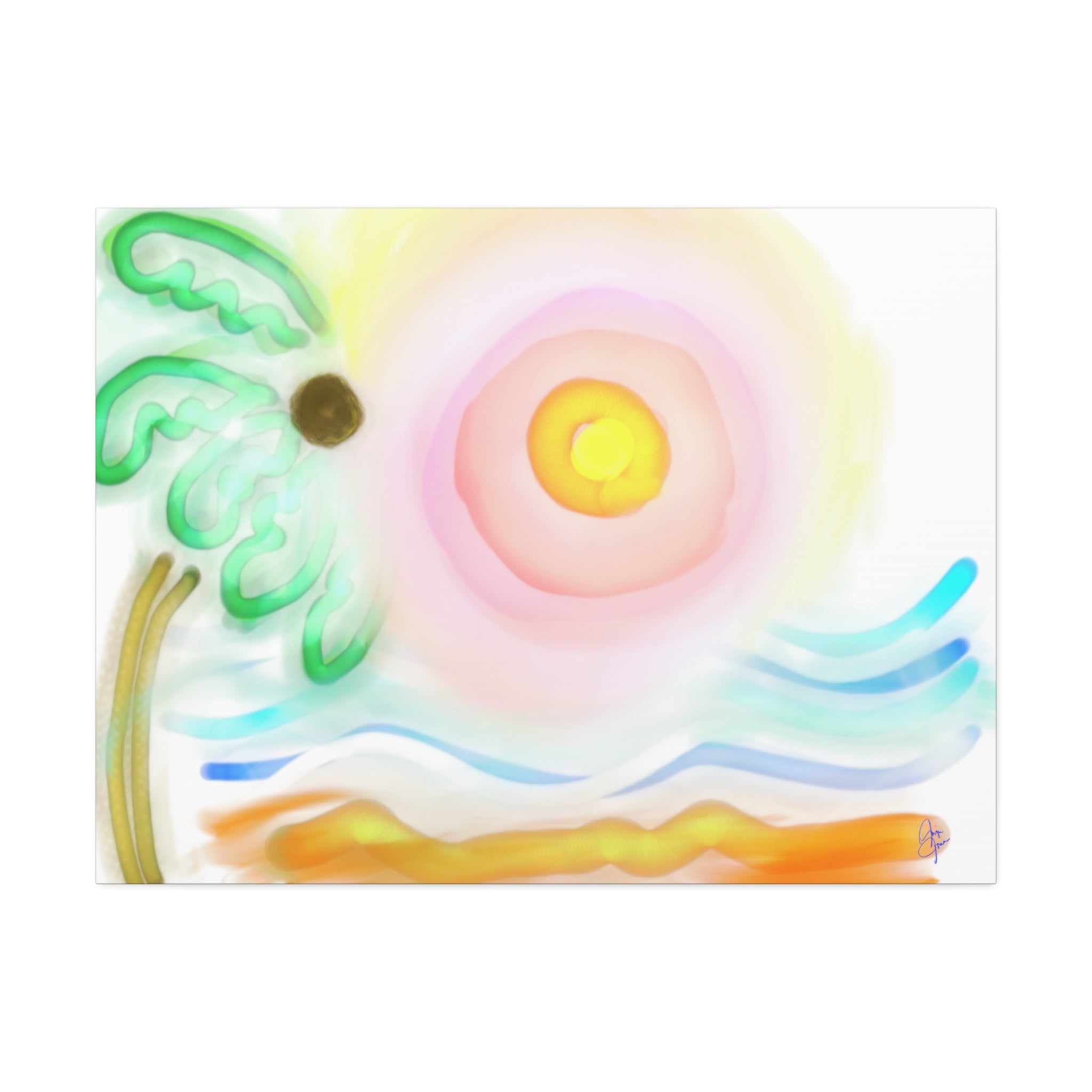 Tropical Sunrise Canvas Wall Art — Stretched 1.5" Beach Landscape Print