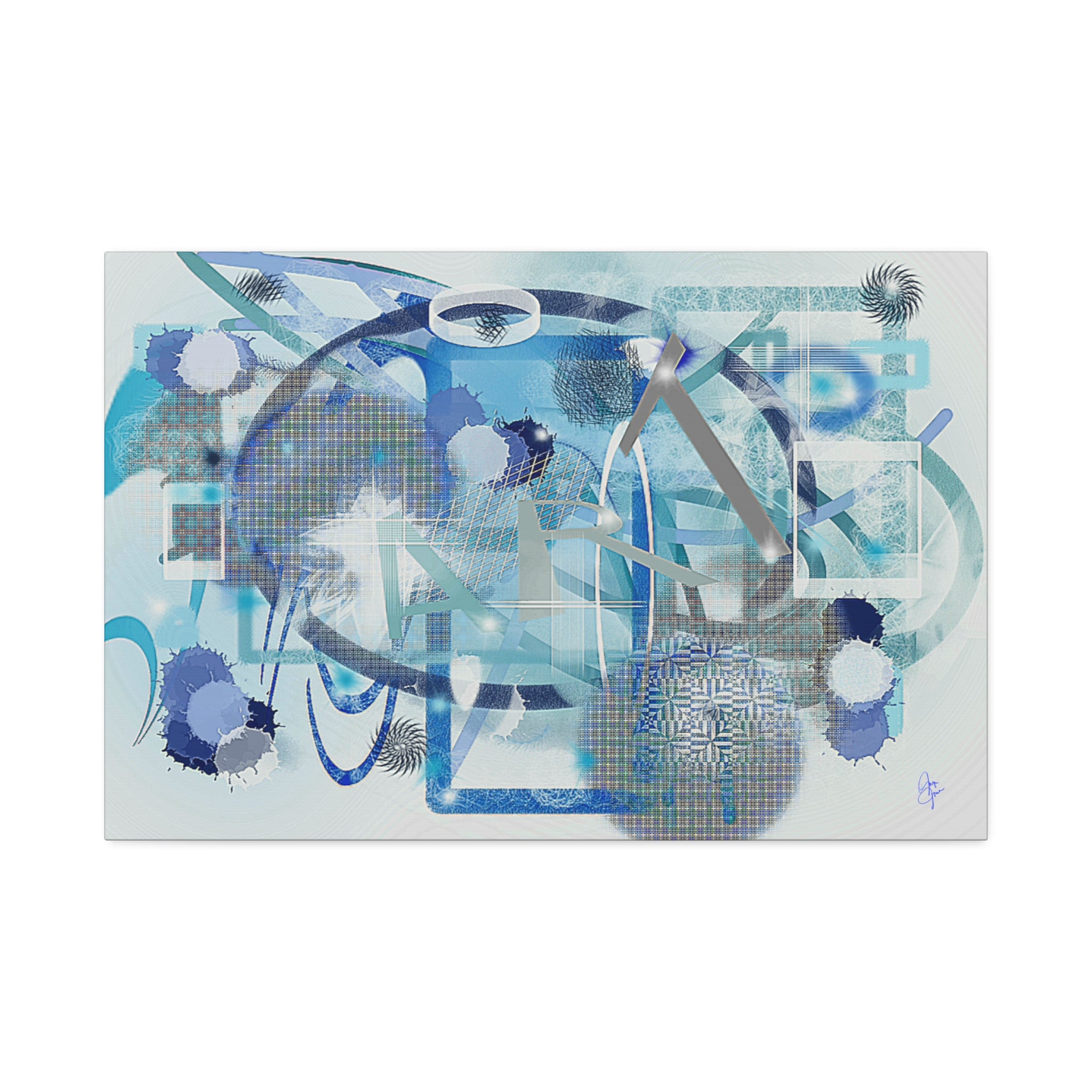 Abstract Blue Ocean Canvas Print – Modern Geometric Wall Art (Stretched 1.5")