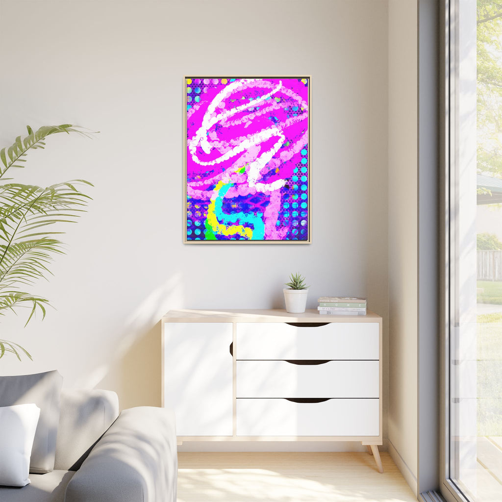 Abstract Neon Pop Art Matte Canvas — Framed Multi‑Color Wall Art