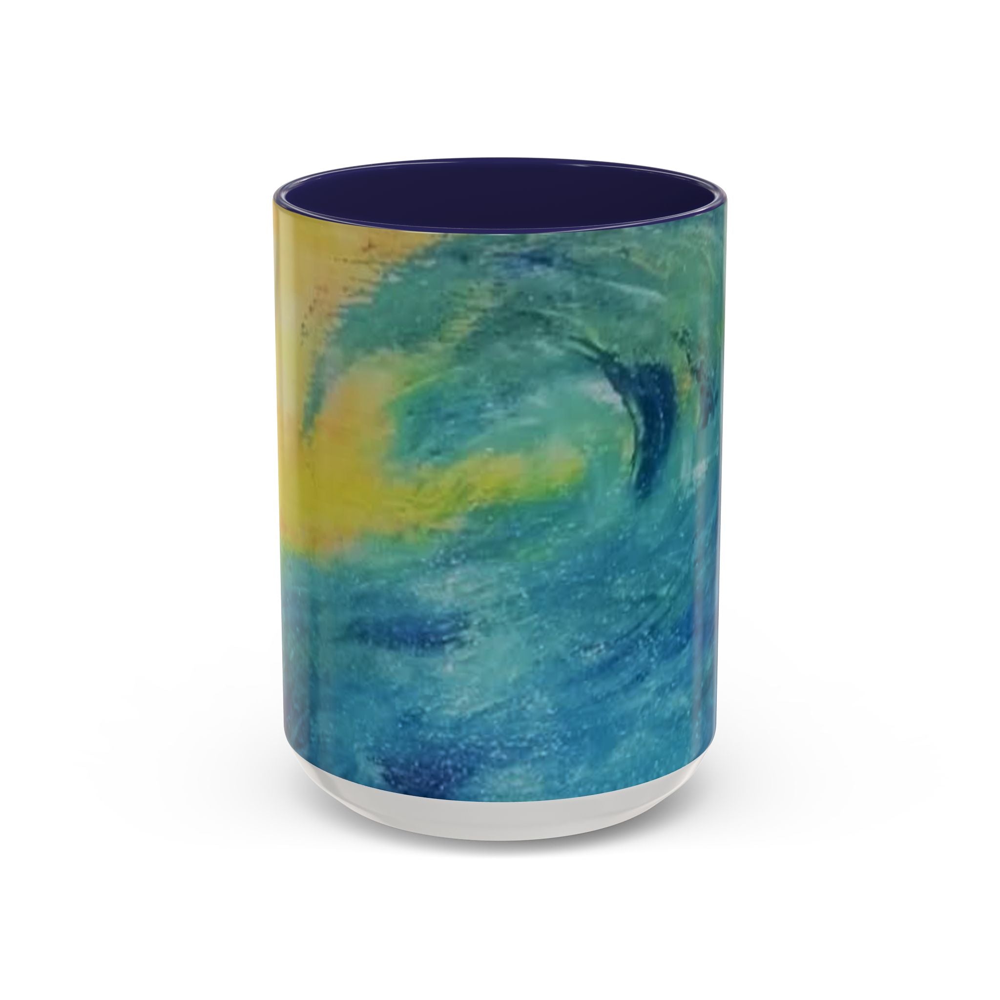Ocean Wave Art Coffee Mug — Blue/Teal Abstract Accent Mug (11/15oz)