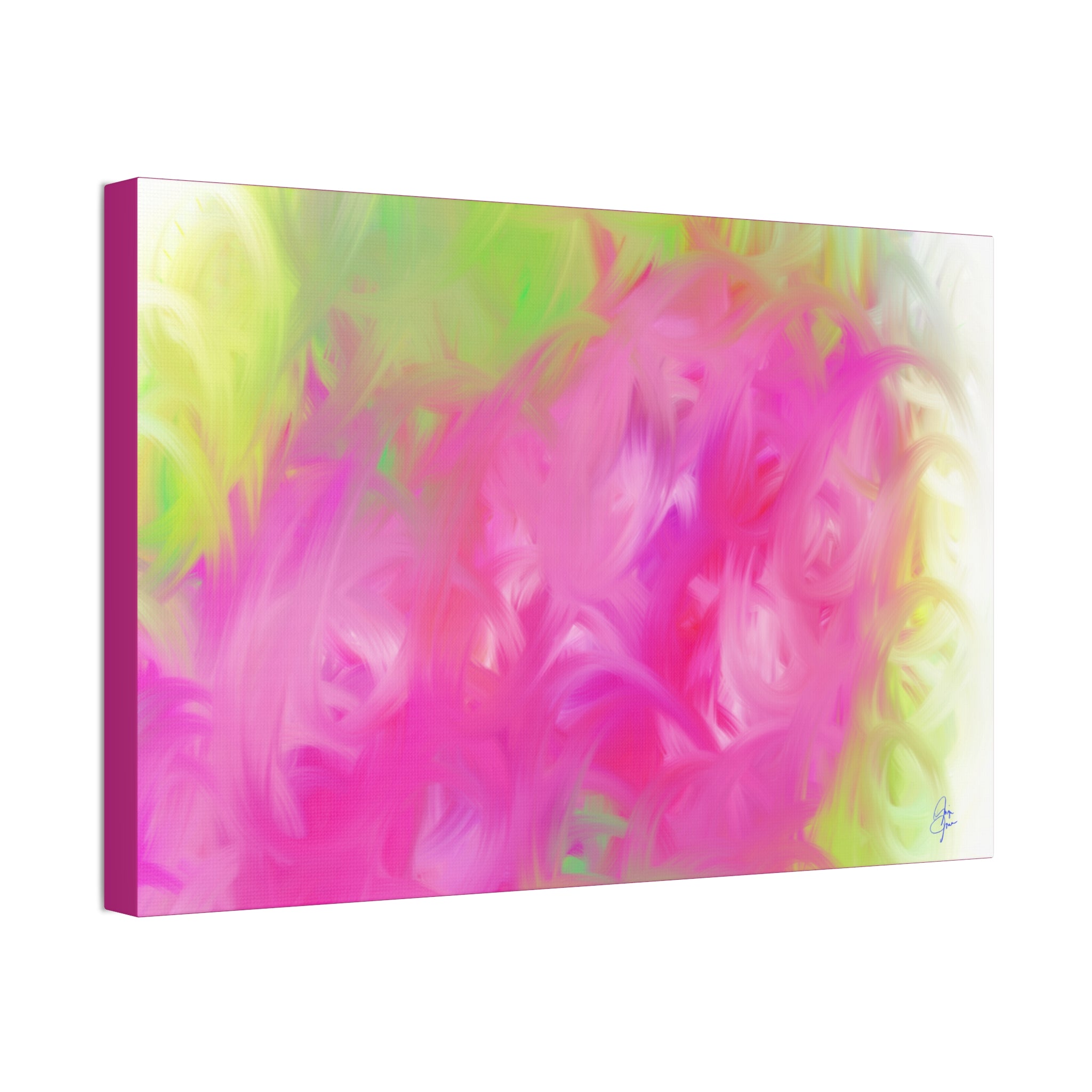 Abstract Pink & Lime Floral Canvas Print — Stretched 1.5"