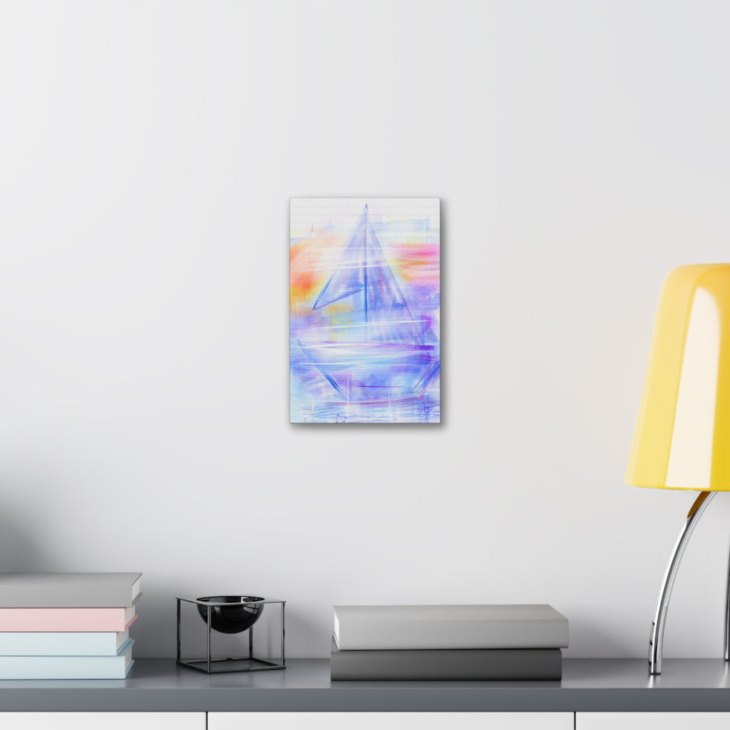 Sailboat Serenity Canvas Print — Pastel Abstract Nautical Wall Art, Stretched 1.5"