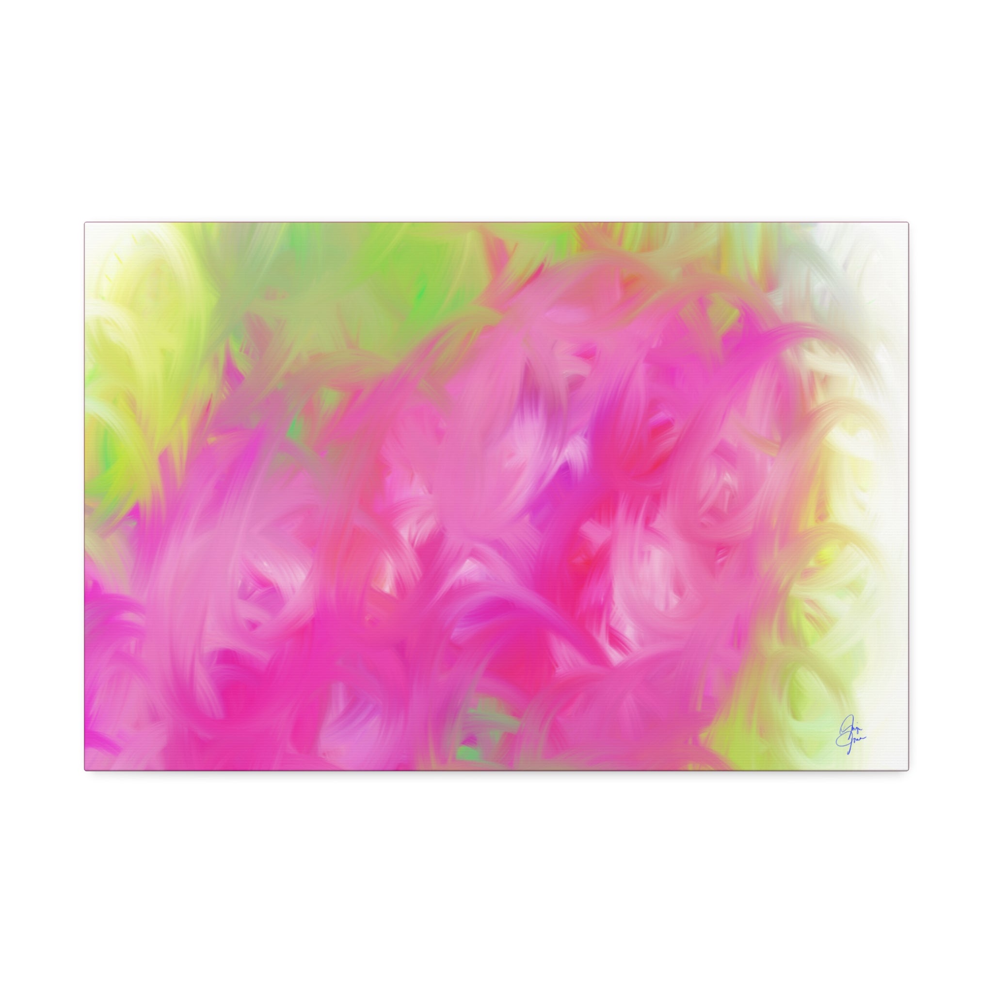 Abstract Pink & Lime Floral Canvas Print — Stretched 1.5"