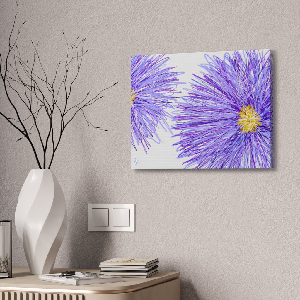 Purple Aster Floral Canvas Wrap – Vibrant Botanical Wall Art, 1.5" Stretched