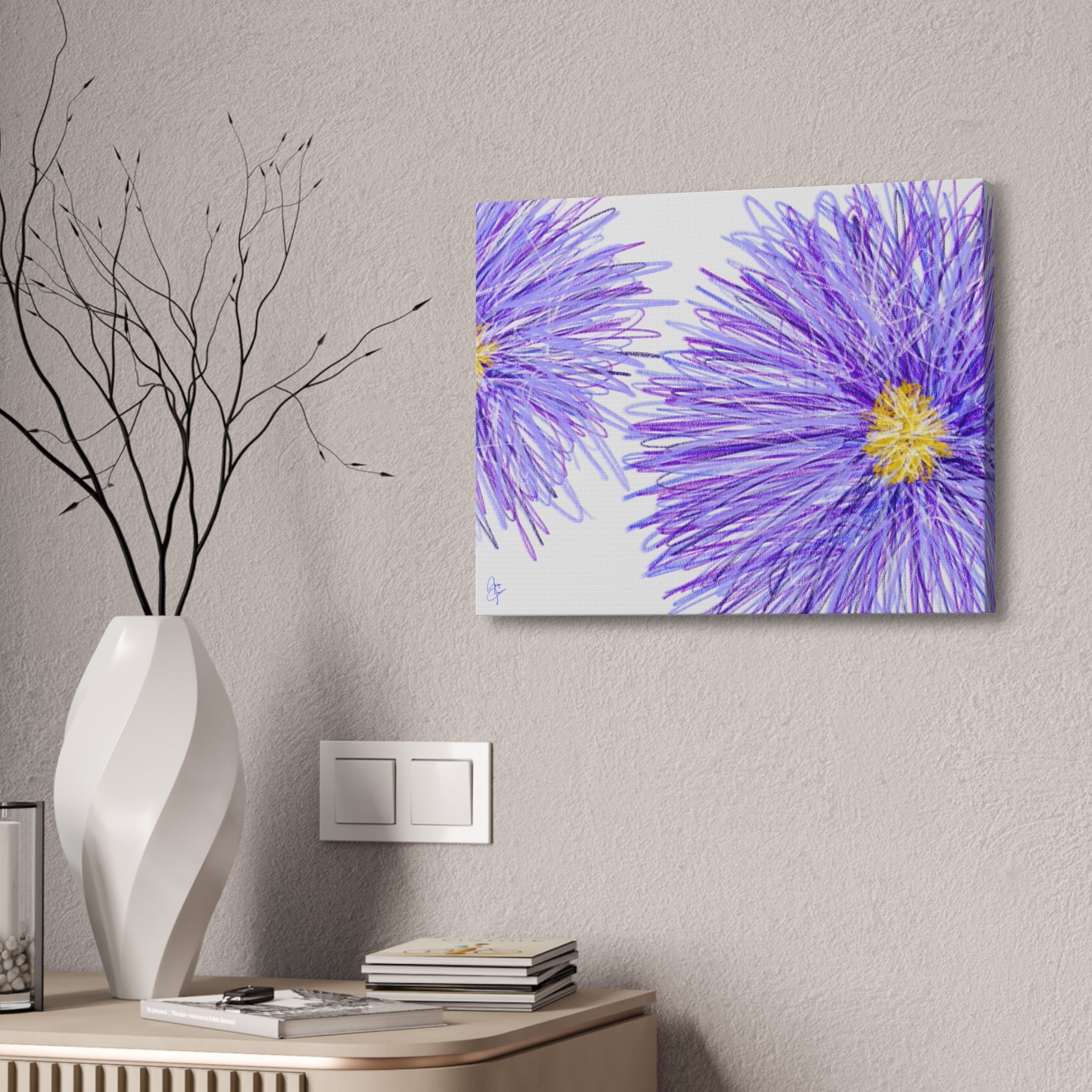 Purple Aster Floral Canvas Wrap – Vibrant Botanical Wall Art, 1.5" Stretched