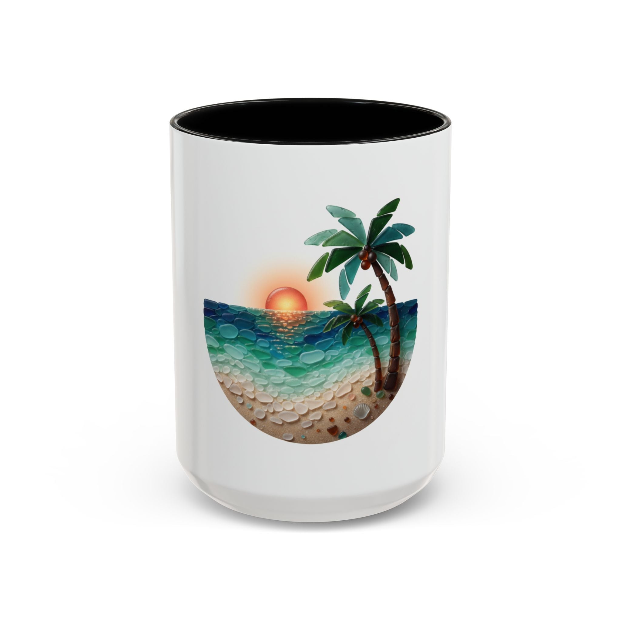 Sunset Beach Coffee Mug — Tropical Palm Ocean Sunrise Accent Mug (11/15oz)