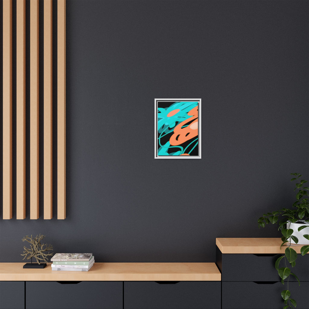 Abstract Teal & Coral Splash Framed Canvas