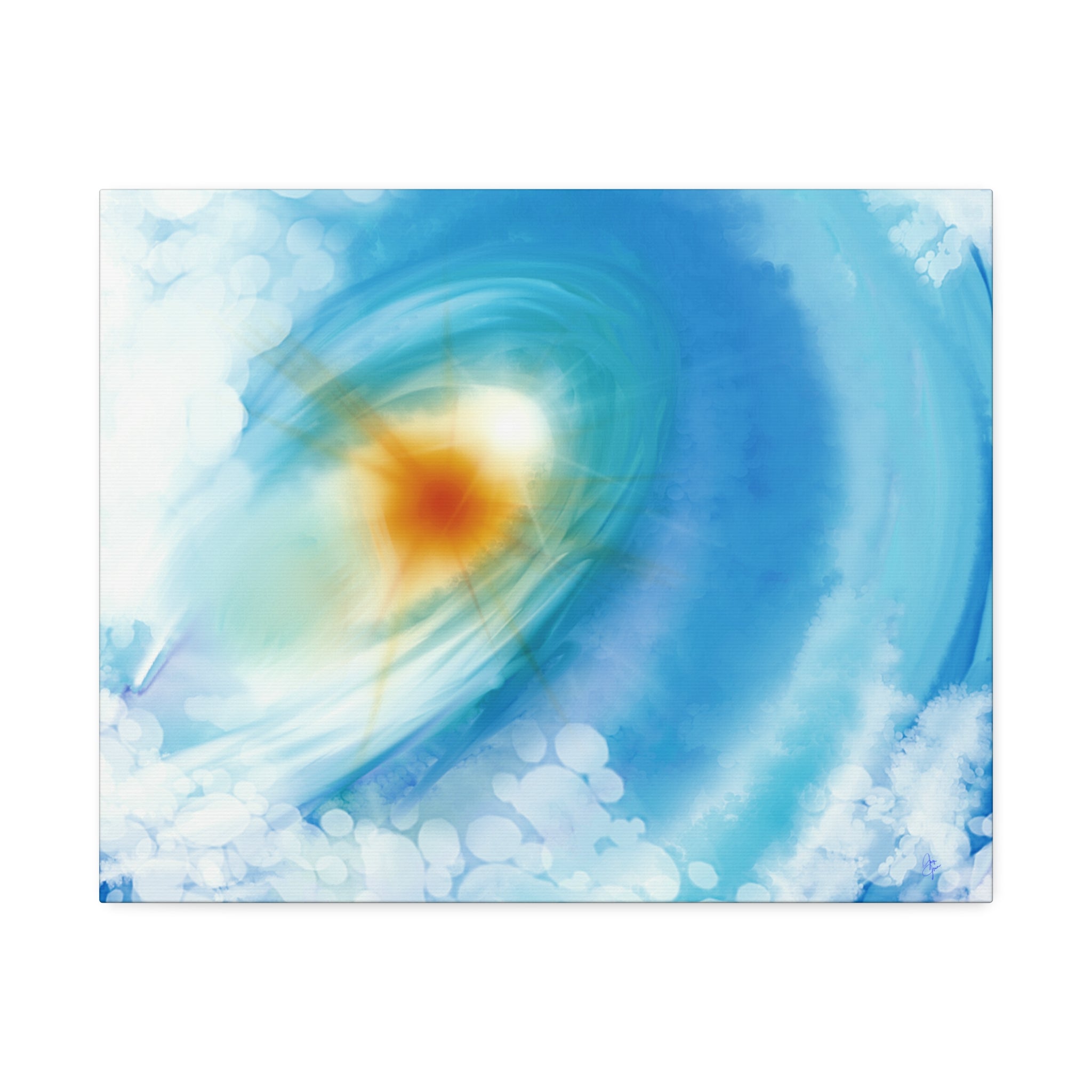 Abstract Ocean Vortex Canvas Print — Blue Swirl Wall Art