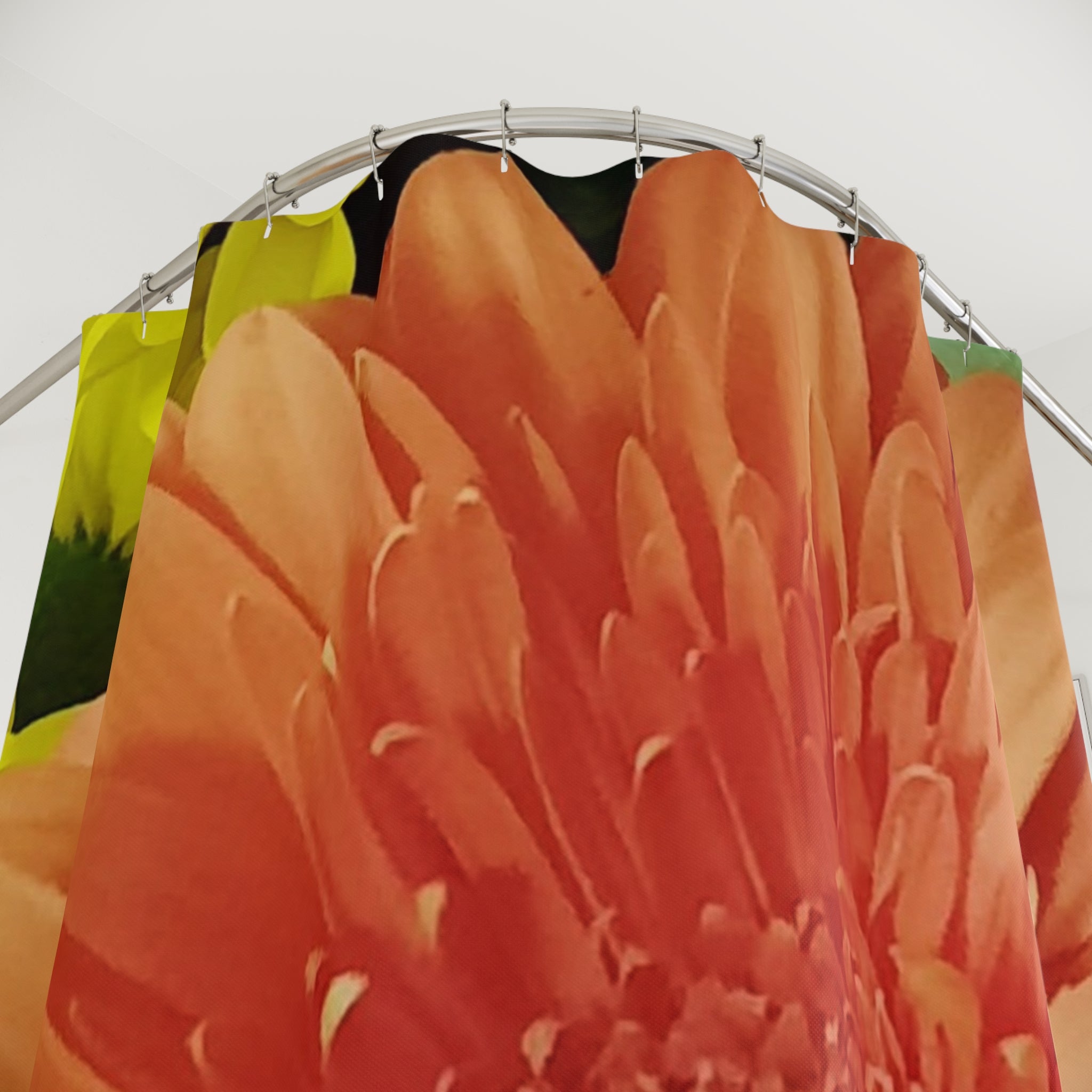 Orange Gerbera Shower Curtain — Vibrant Floral Bathroom Decor