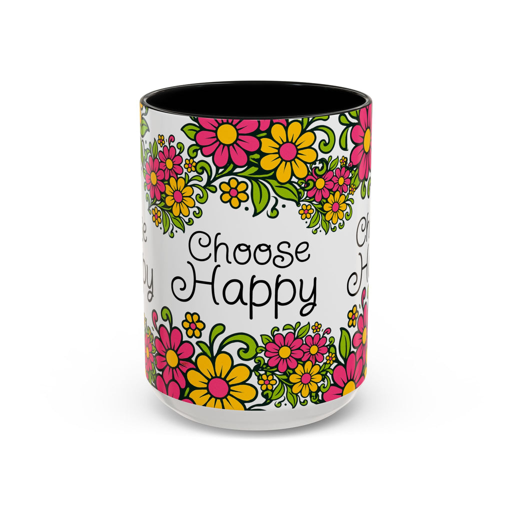 Choose Happy Floral Coffee Mug — Accent 11/15oz
