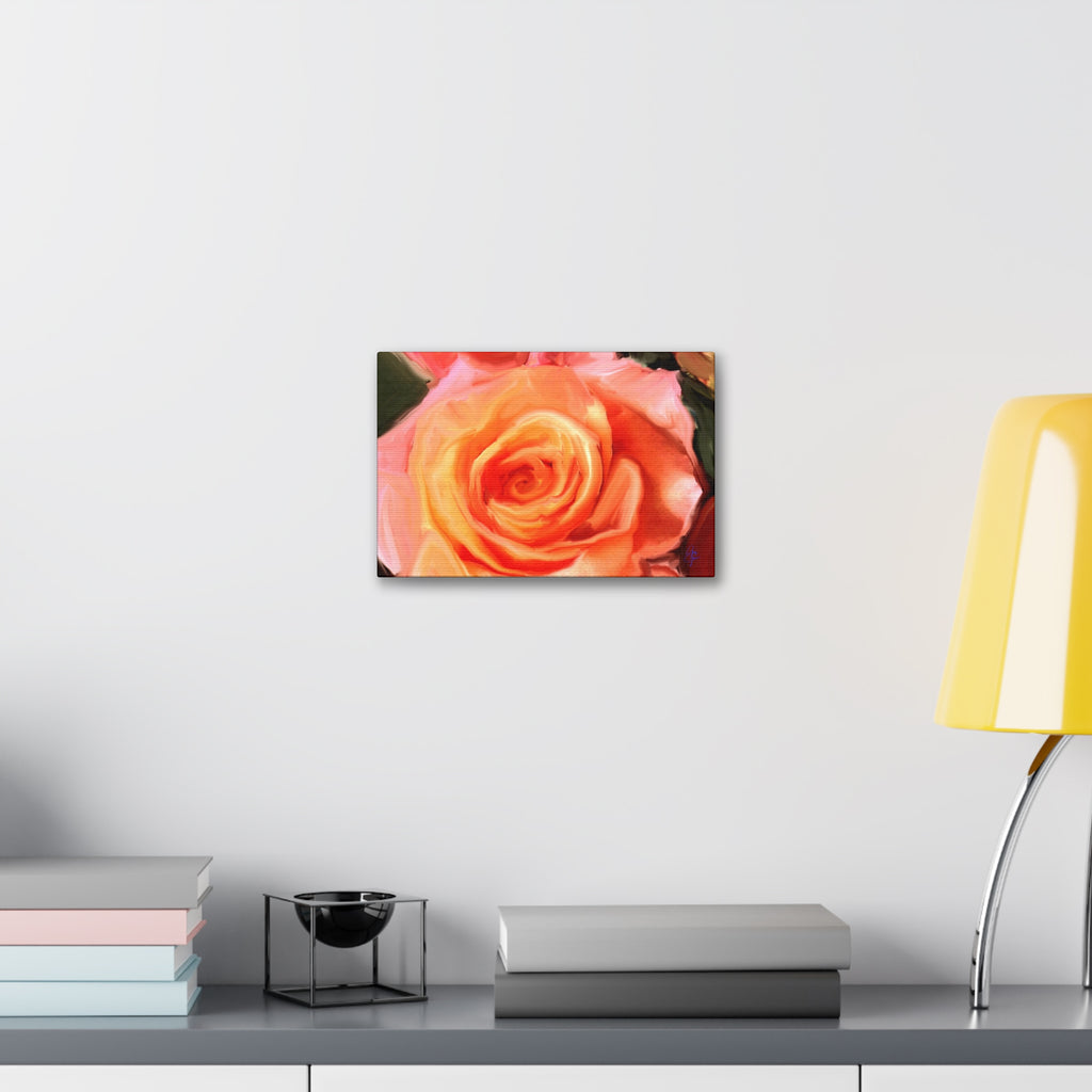 Orange Rose Canvas Print — Stretched 1.5" Wall Art