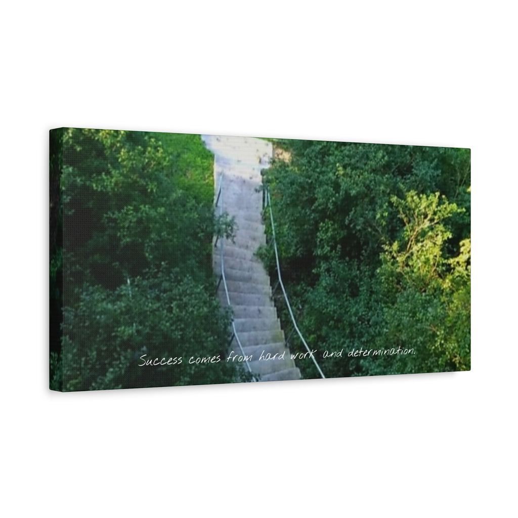 Motivational Wall Canvas — “Success Comes From Hard Work and Dedication” Matte Stretched Print