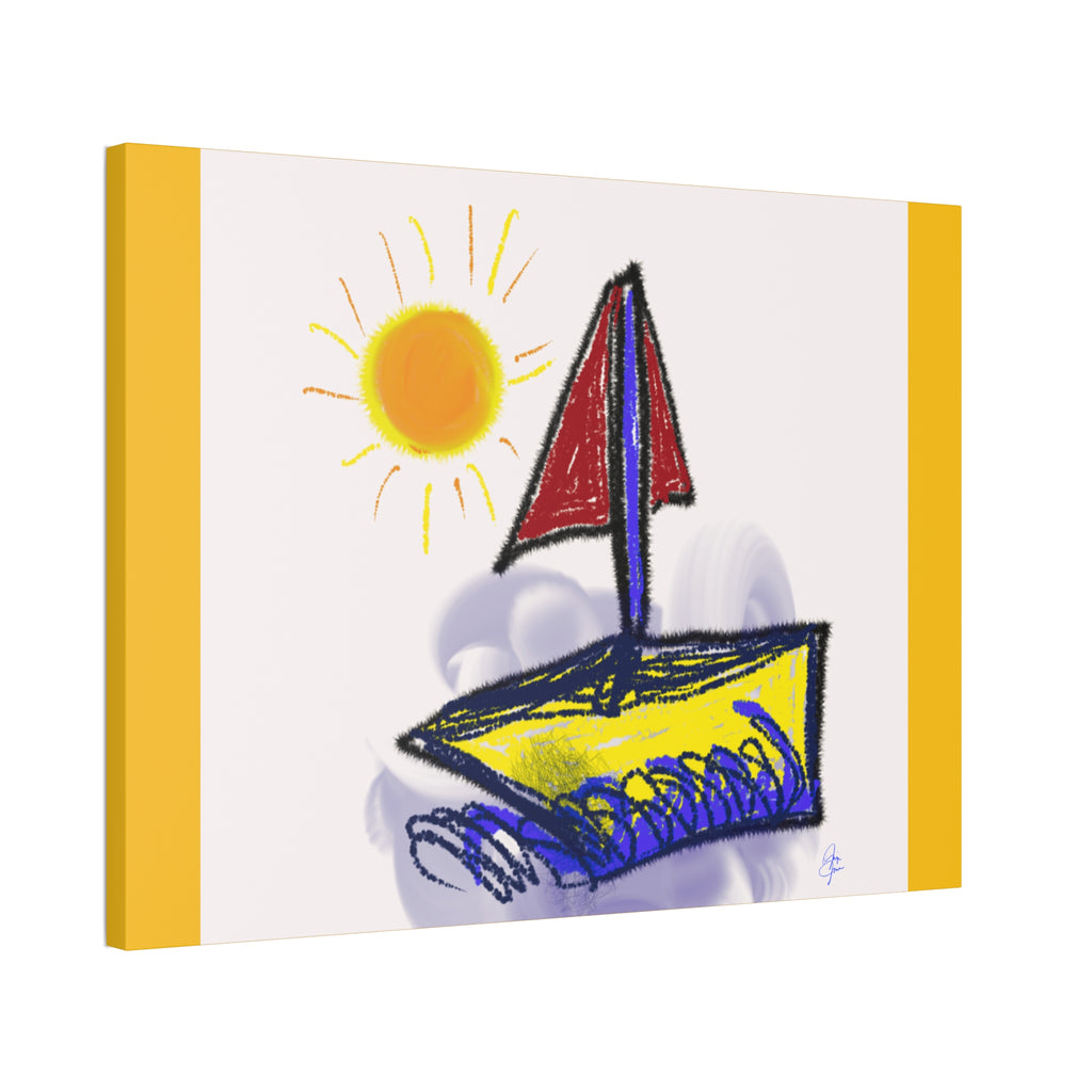 Whimsical Sailboat Canvas — Child's Room Wall Art