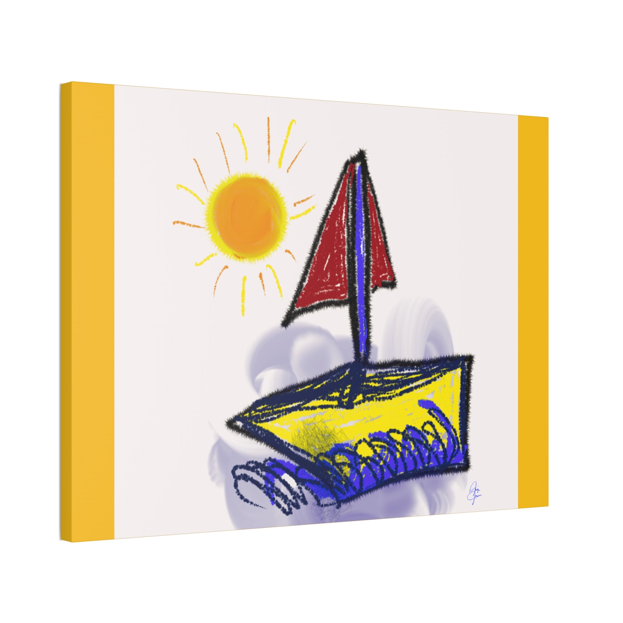 Whimsical Sailboat Canvas — Child's Room Wall Art