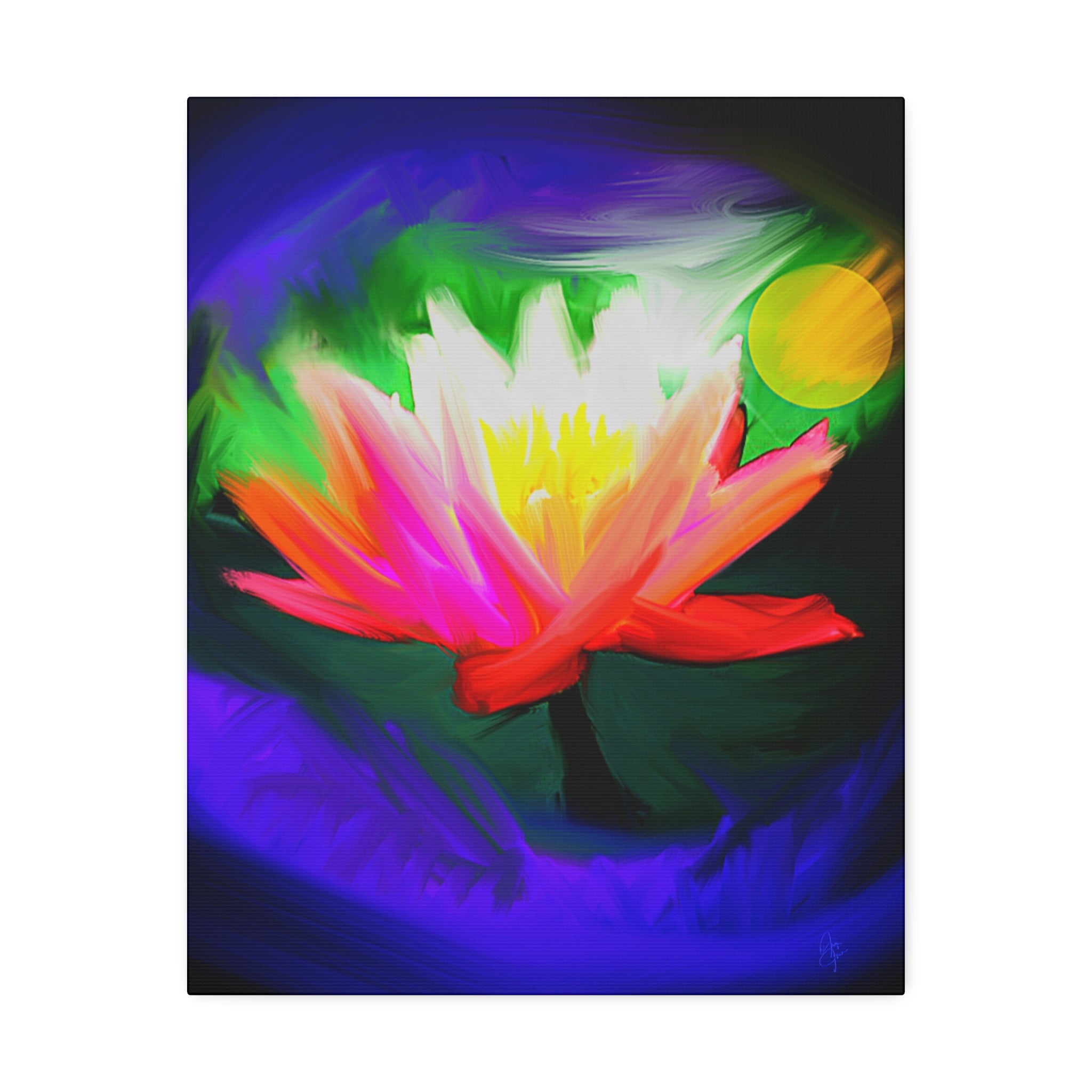 Vibrant Lotus Canvas Print — Bright Floral Stretched Wall Art