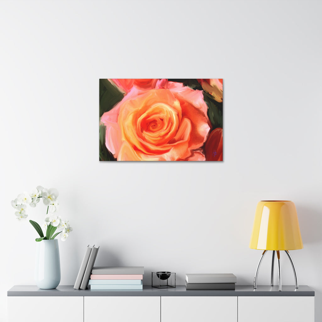 Orange Rose Canvas Print — Stretched 1.5" Wall Art