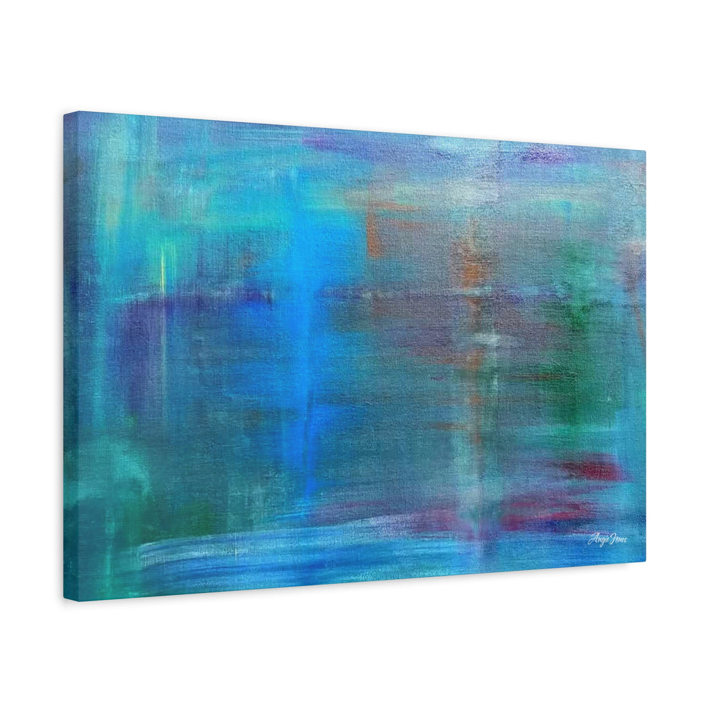 Abstract Blue-Green Matte Canvas Print – Stretched 1.25" Wall Art