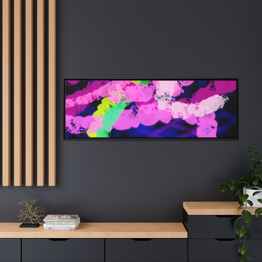 Framed Matte Canvas - Neon Rose Abstract Wall Art