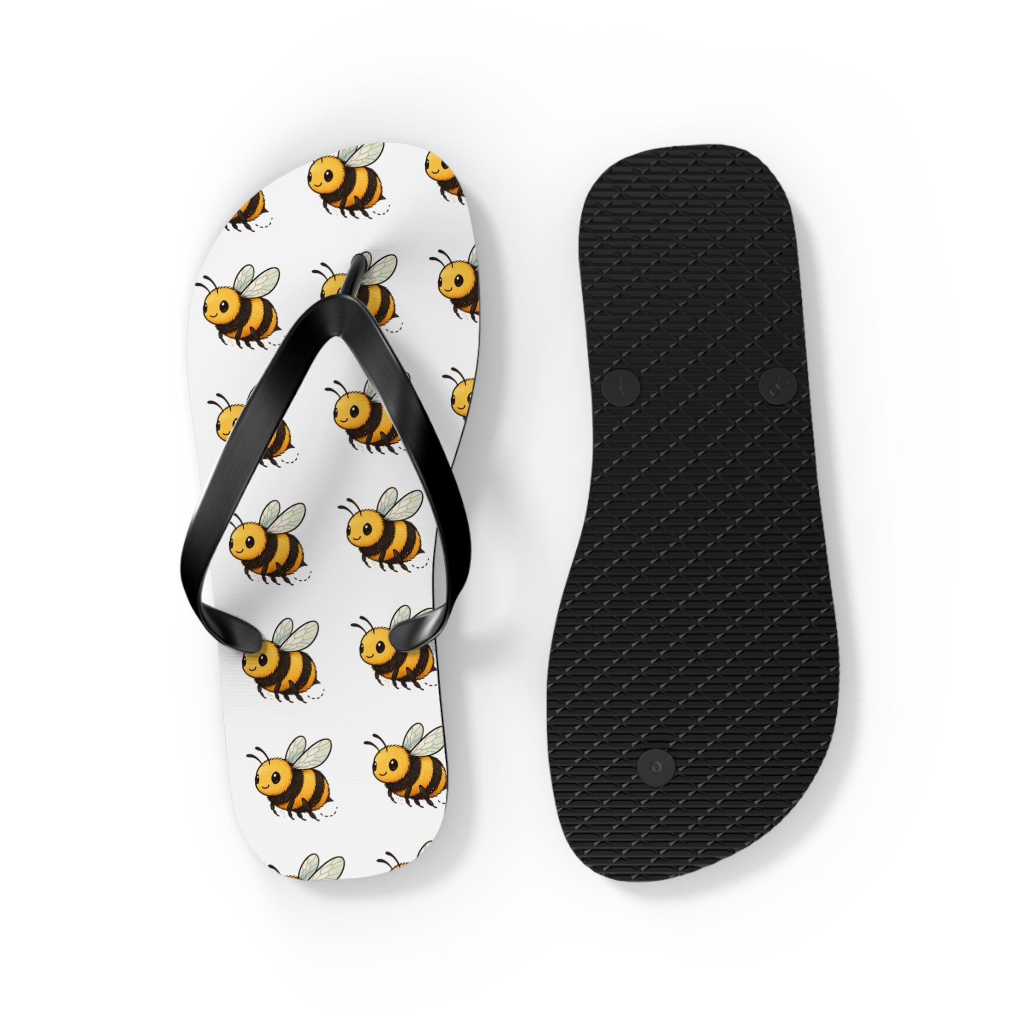 Bee Pattern Flip Flops — Cute Yellow Bee Summer Sandals