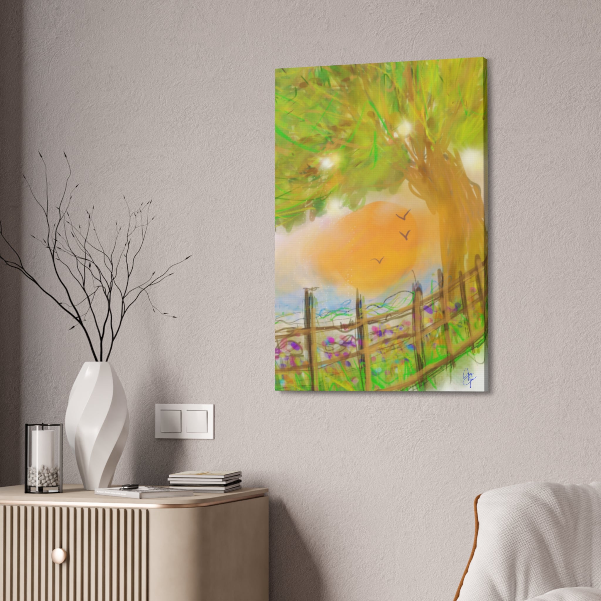 Abstract Tree Canvas Print — Black & White or Vibrant Color