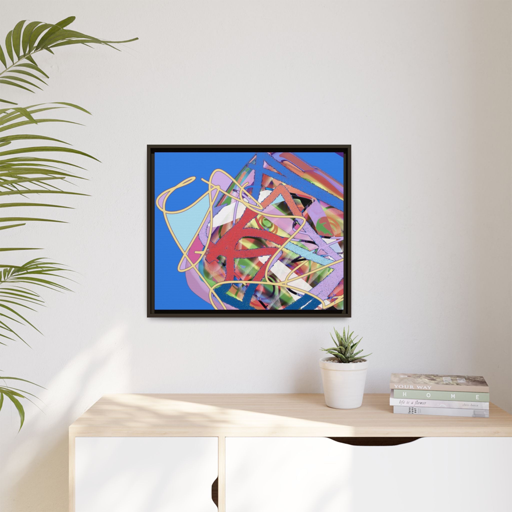 Abstract Multi‑Color Framed Canvas Art – Vibrant Modern Wall Decor