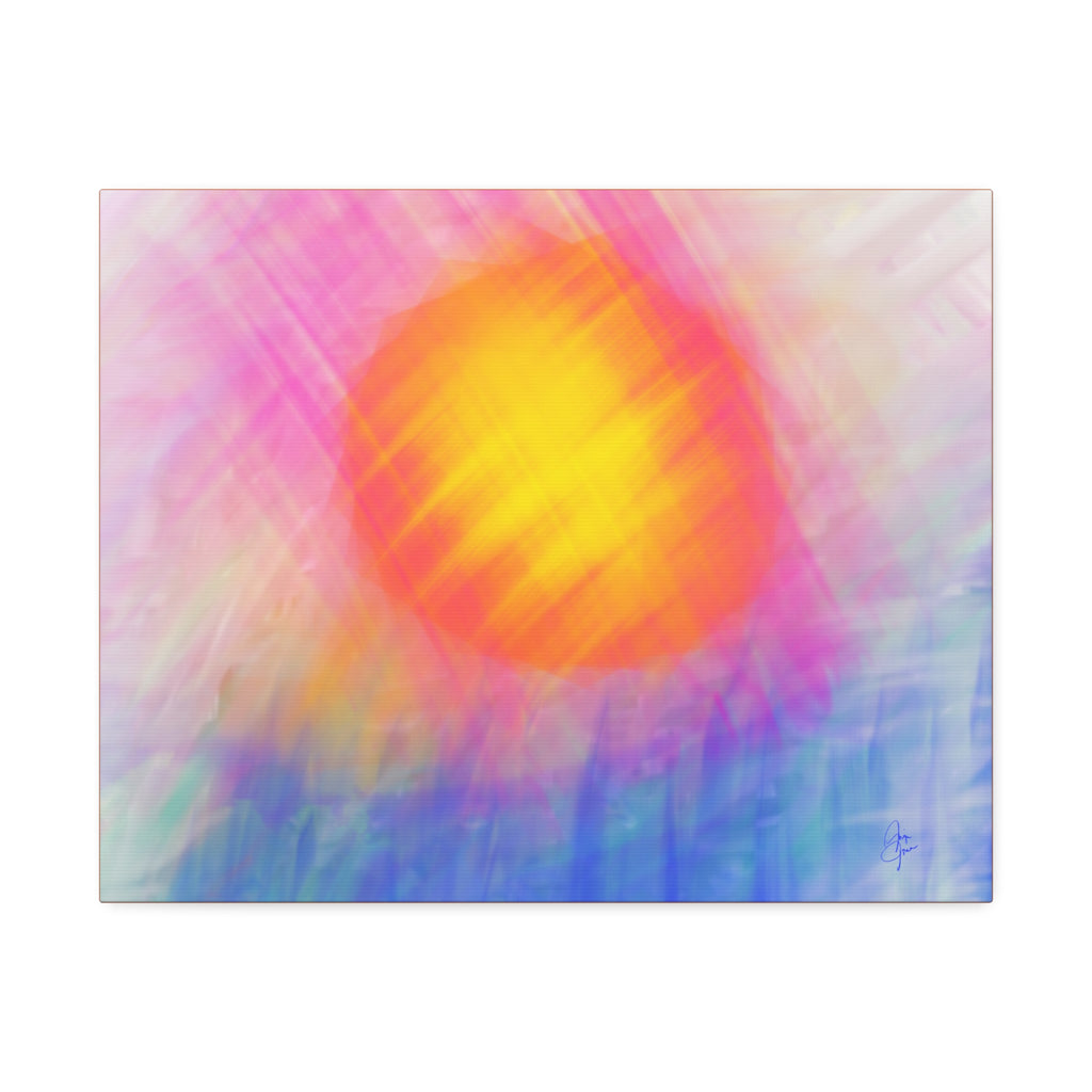 Abstract Sunrise Canvas Art - Vibrant Pink & Orange Sun Stretched Canvas