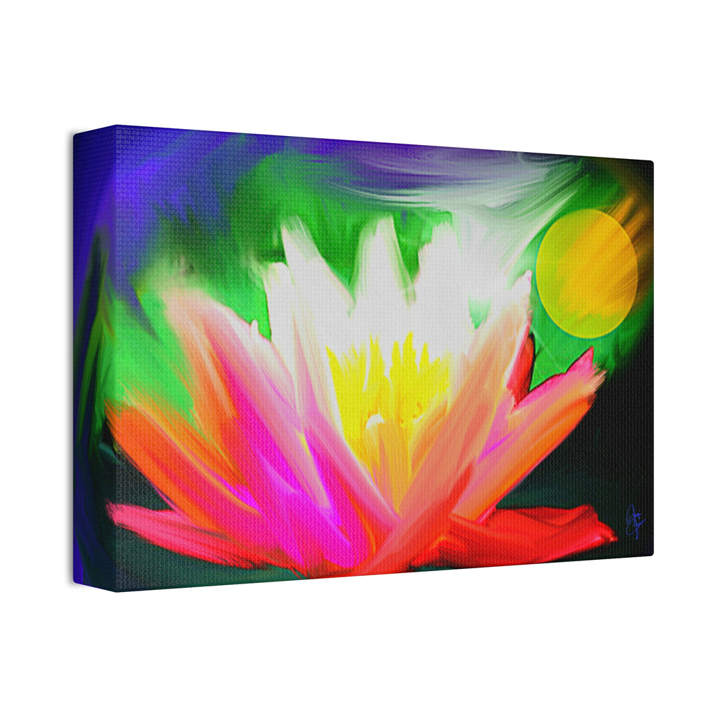 Vibrant Lotus Canvas Print — Bright Floral Stretched Wall Art