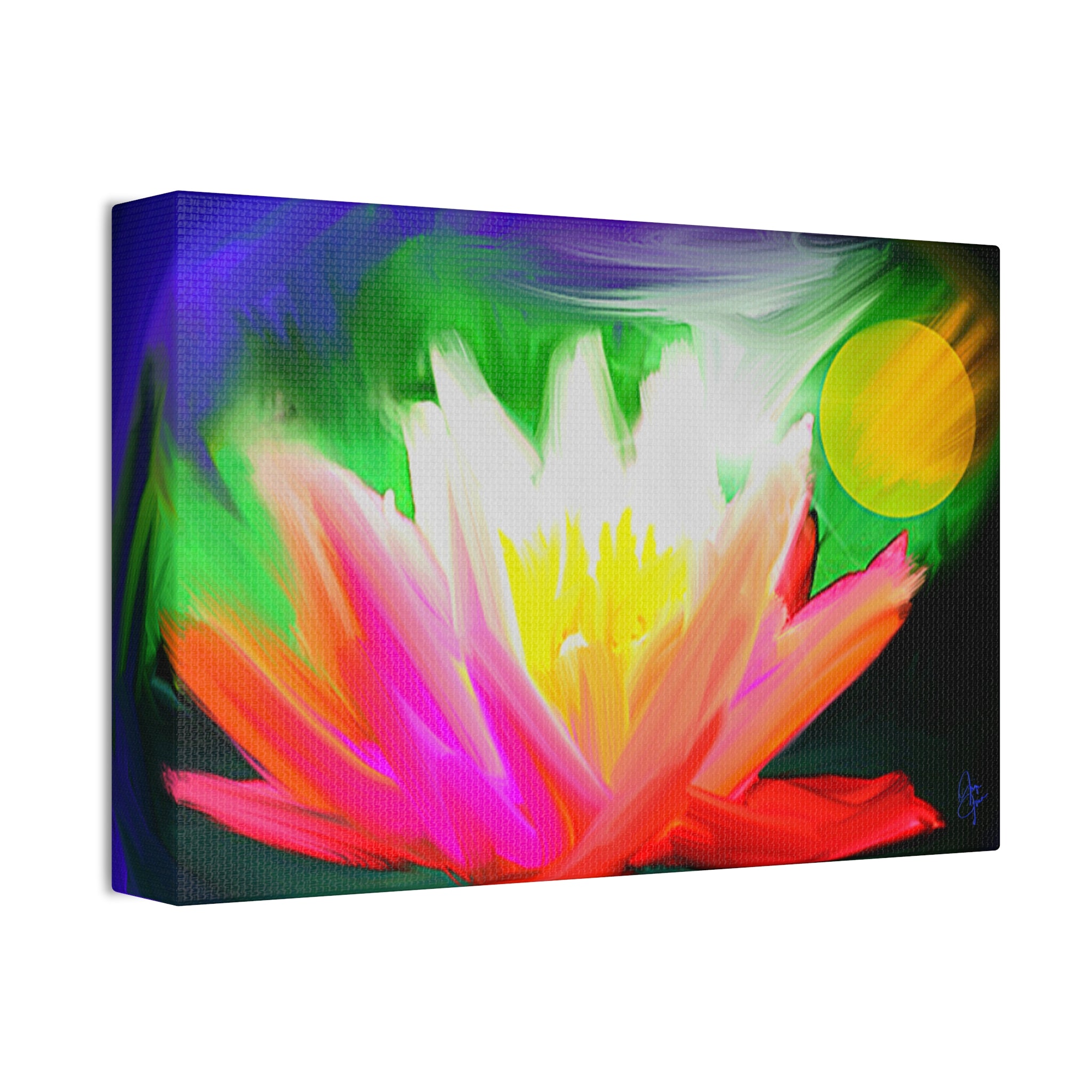 Vibrant Lotus Canvas Print — Bright Floral Stretched Wall Art