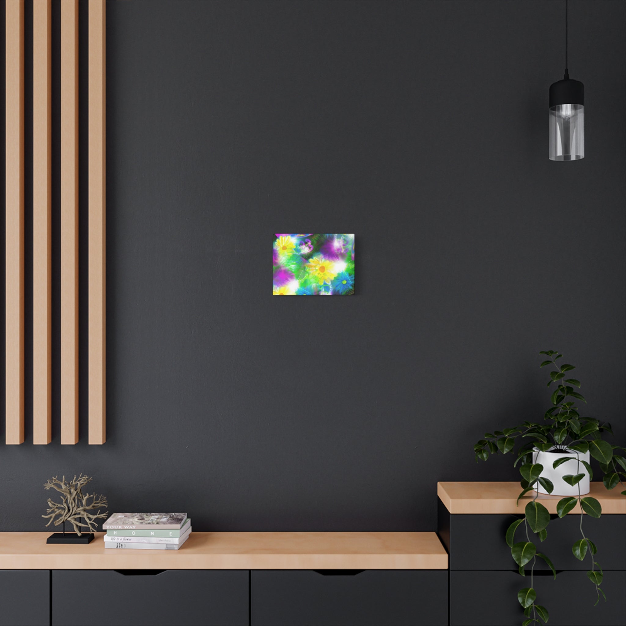 Bright Floral Abstract Matte Canvas Wall Art — Vibrant Daisy Pop